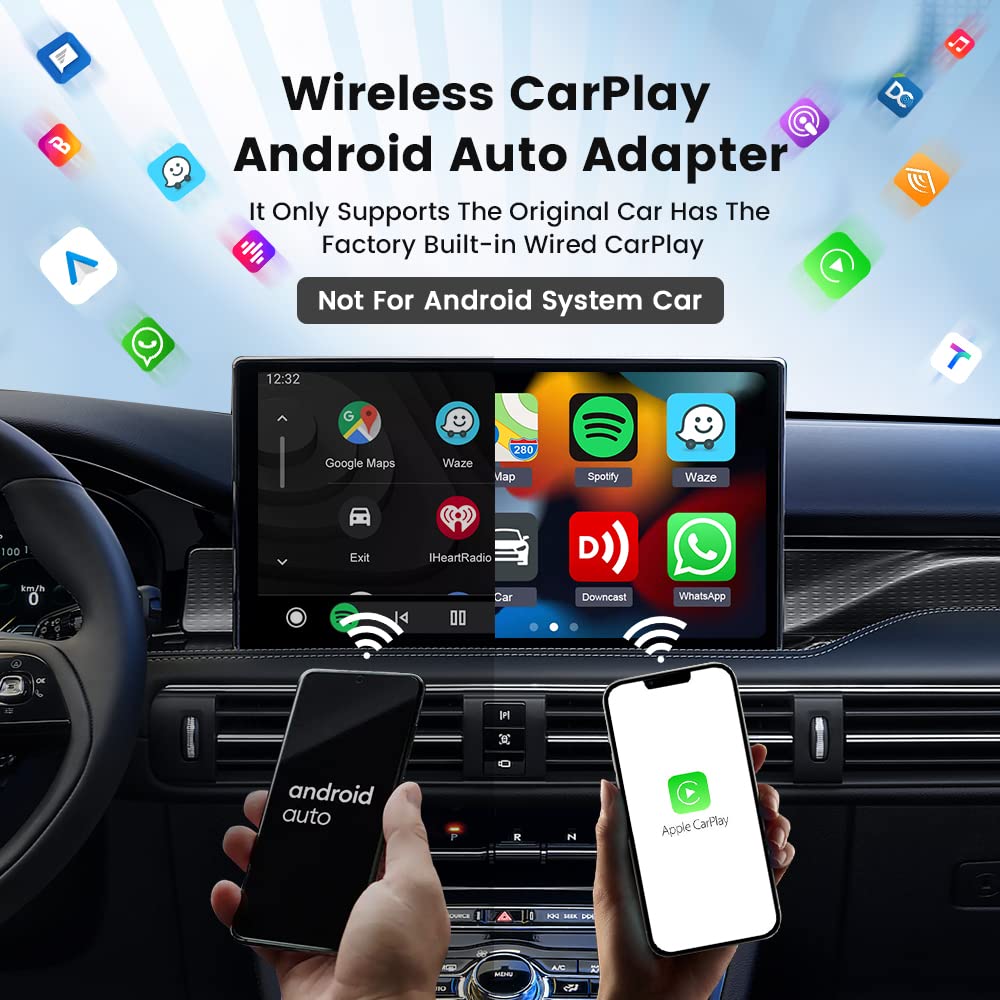 CarlinKit 4.0 Wireless Android Auto & Apple CarPlay Adapter - Convert Wired to Wireless for OEM CarPlay Cars | Plug & Play | Online Upgrade Supported | Perfect for Commuting, Road Trips & Hands-Free Driving