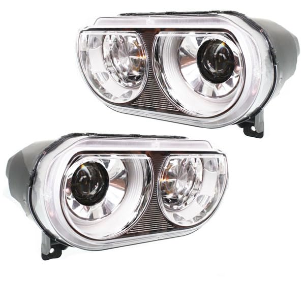 2008-2014 Dodge Challenger Headlight Assembly - Left Side HID Compatible Replacement (No Bulb or Ballast) - Perfect for Night Driving & Car Restoration Projects