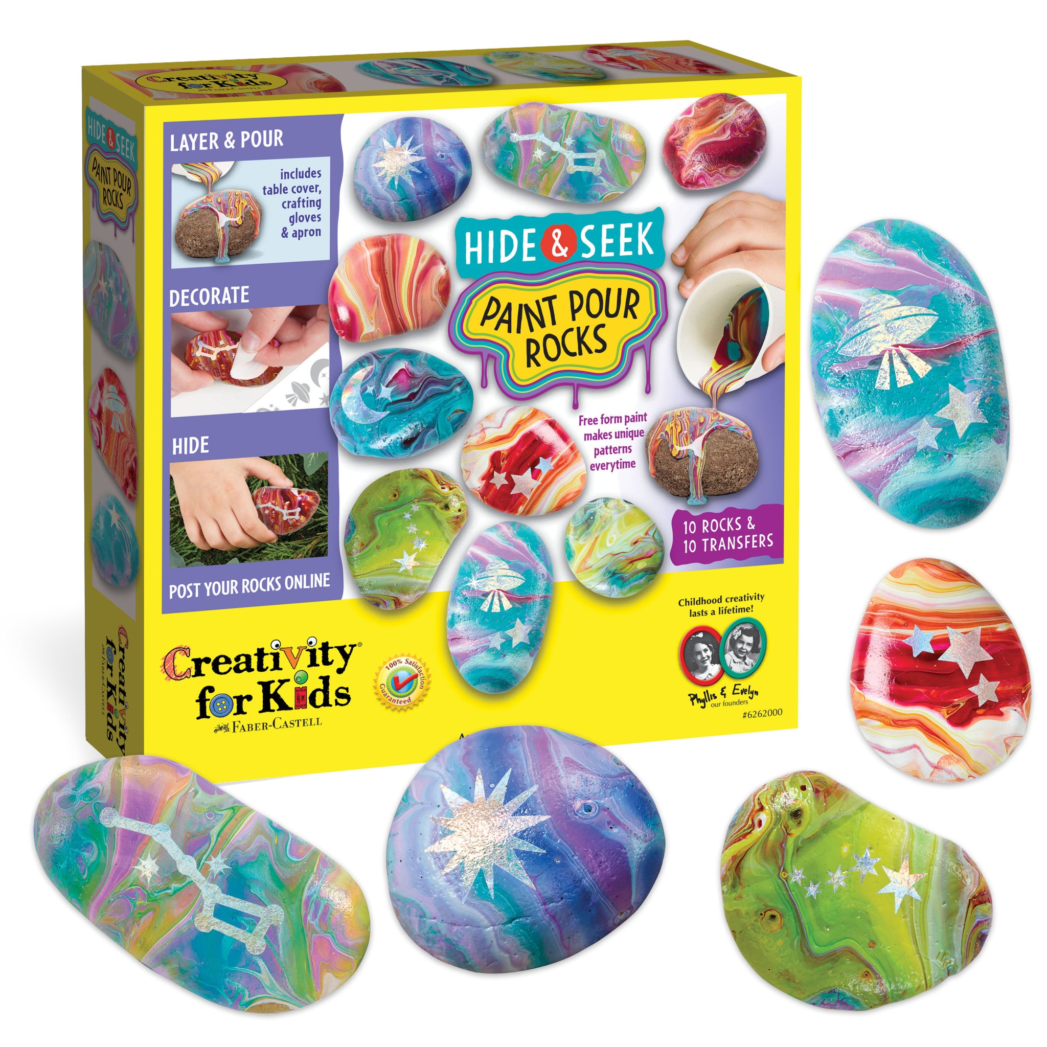 Hide & Seek Paint Pour Rocks Kit - DIY Art Supplies for Kids & Adults - Creative Craft Activity for Home, School & Party Decor #6262000