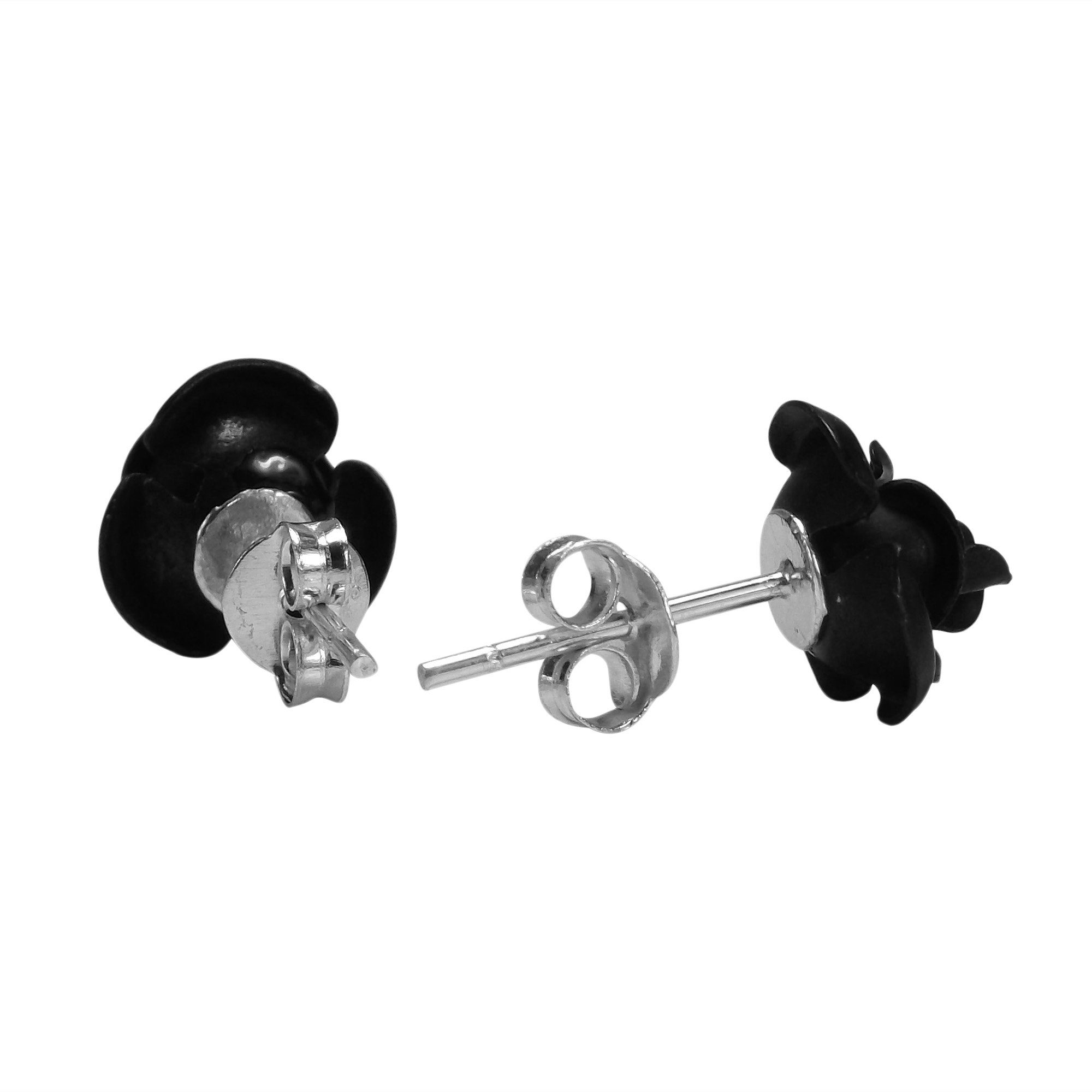 Aeravida Blooming Black Rose .925 Sterling Silver Stud Earrings for Women | Classic Floral Jewelry Gift | Elegant Black Rose Design | Hypoallergenic & Tarnish-Resistant | Perfect for Date Nights, Weddings & Special Occasions