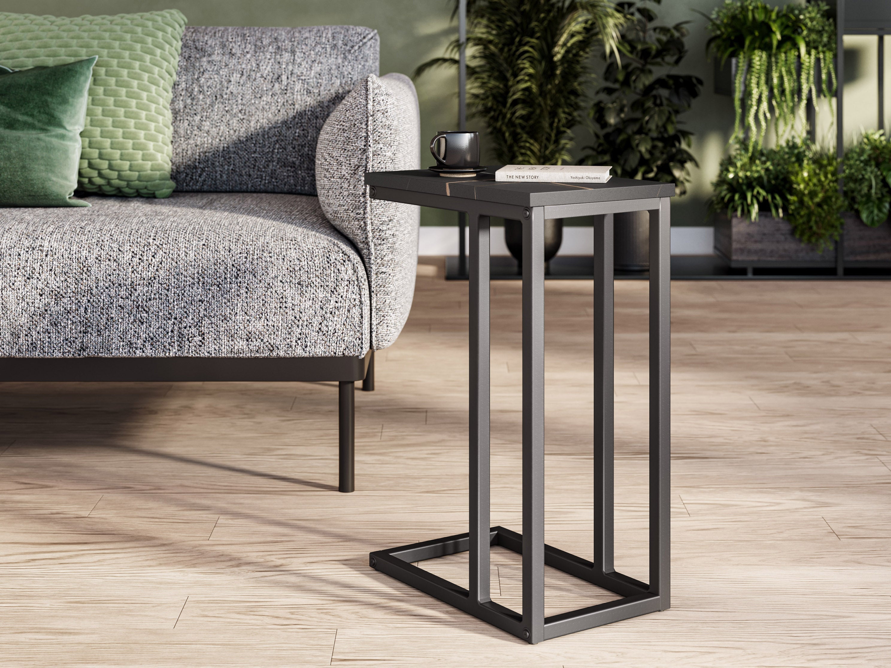 Elegant Black Marble Narrow Side Table - Modern Accent Table for Living Room, Bedroom, or Entryway - Perfect for Small Spaces & Home Decor