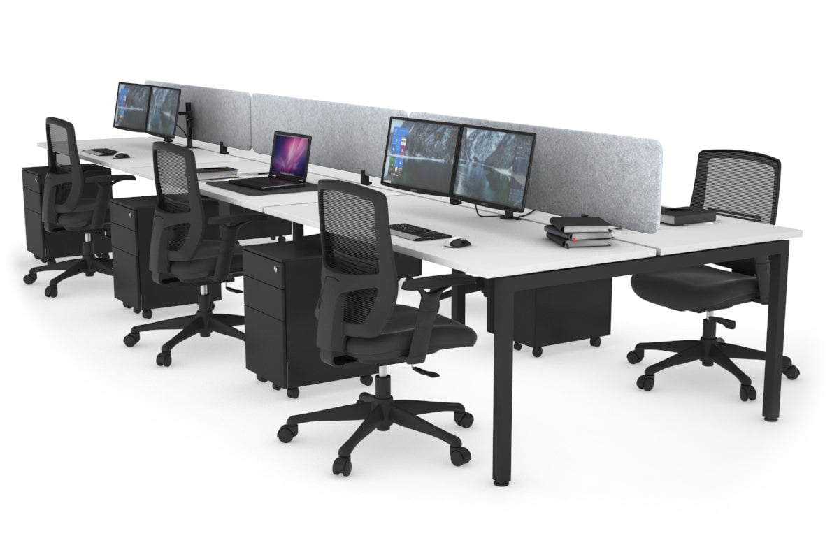 Quadro Square Legs 6-Person Office Workstation Desk [1600L x 700W] - Perfect for Team Collaboration & Open Office Spaces