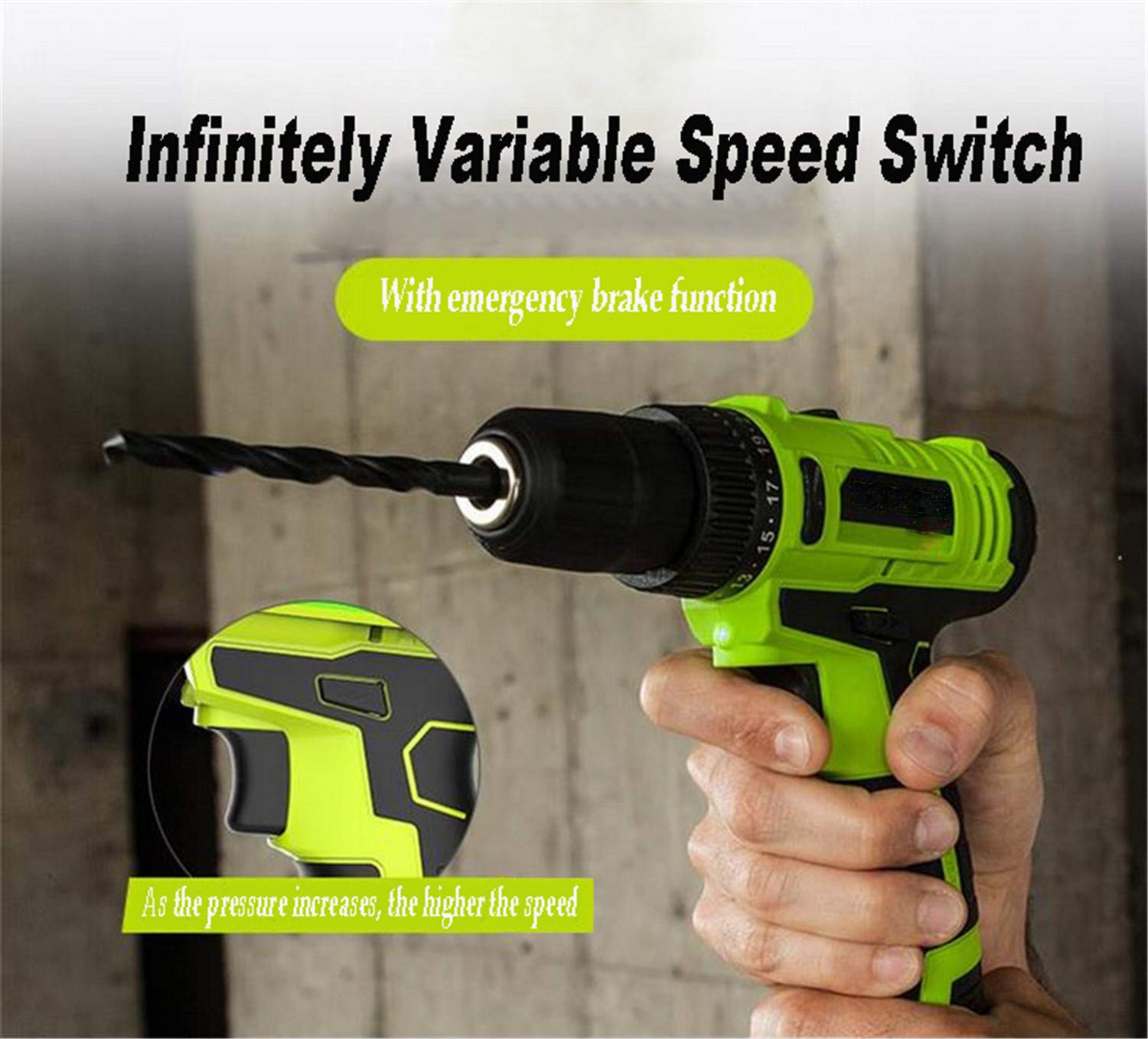 12V Rechargeable Lithium Electric Drill - Cordless Hand Drill with LED Light, Portable Power Tool Set for Home DIY & Hardware Projects | Perfect for Woodworking, Metal Drilling, and Household Repairs