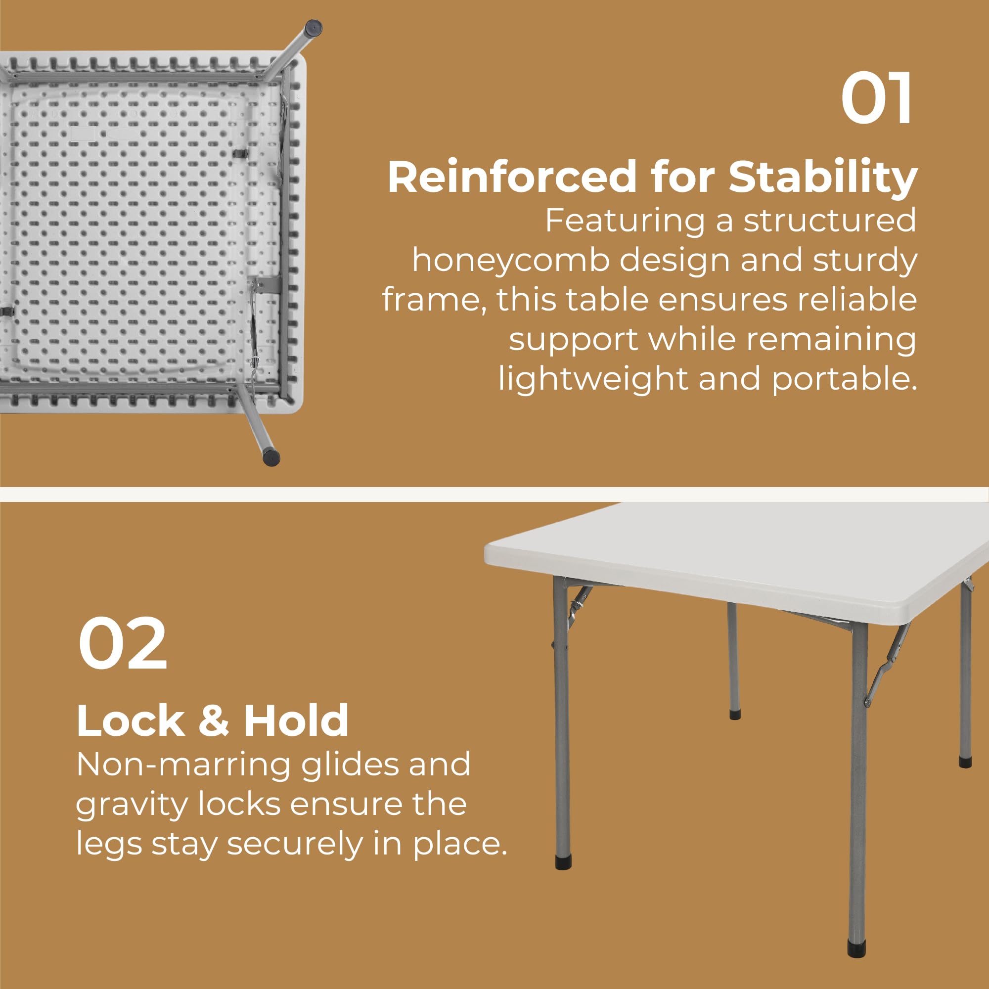OEF Furnishings 36 Inch Square Heavy Duty Folding Table - Light Grey Durable Plastic Table for Indoor & Outdoor Use | Perfect for Parties, Picnics, Camping, and Events