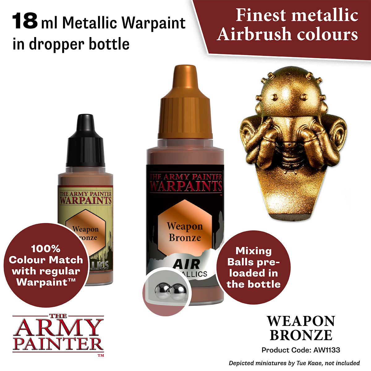 Warpaints Air Metallics: Weapon Bronze - Premium Metallic Paint for Miniatures & Models - Perfect for Warhammer, Cosplay & DIY Crafts