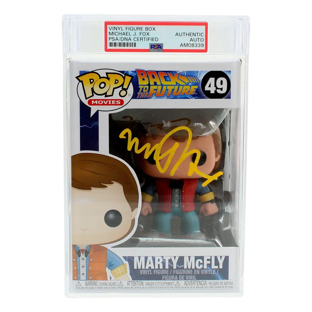 Michael J. Fox Autographed Back to the Future Funko Pop #49 Marty McFly - PSA/DNA Certified Collectible - Perfect for Movie Memorabilia Fans & Pop Culture Collectors