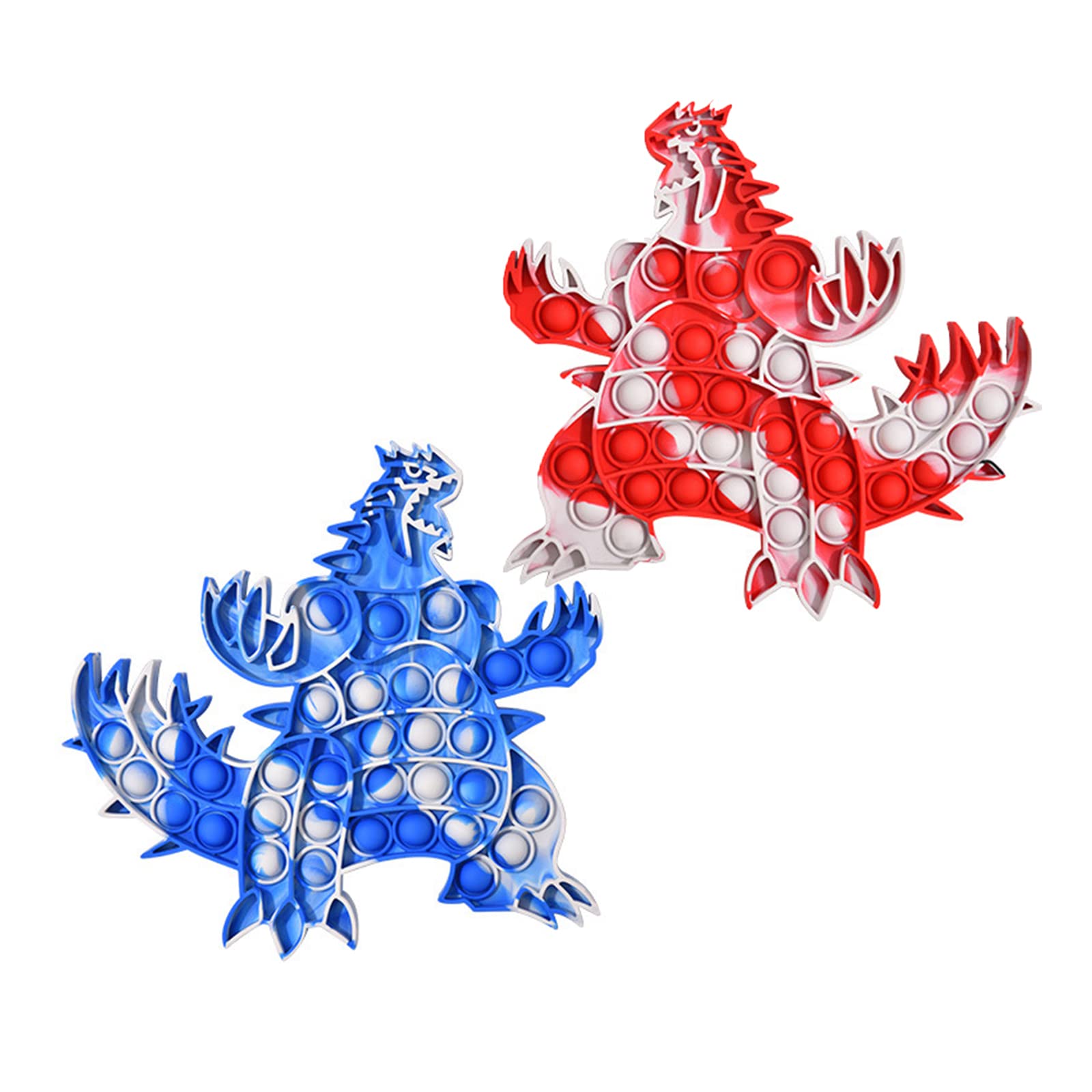 2 Pack Dinosaur Fidget Popper Bubble Toys - Silicone Sensory Push Pop Stress Relief Toys for Kids & Adults with ADHD, Autism, Anxiety - Fun Anti-Stress Squeeze Poppers for Home, Office & Travel Use