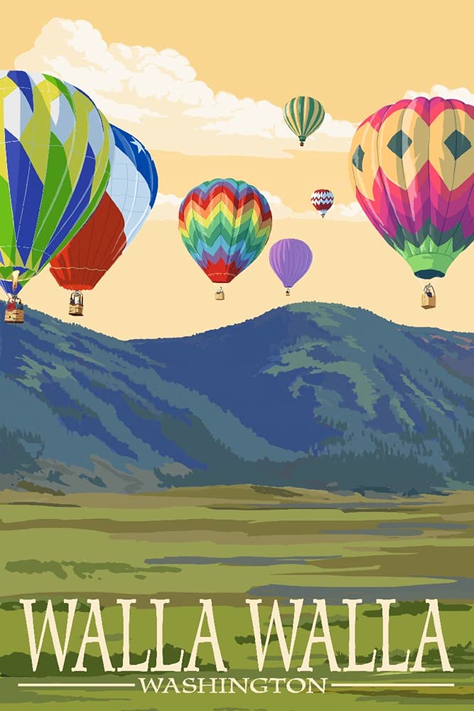 Lantern Press Walla Walla Washington Hot Air Balloons Art Print - 16x24 Wrapped Canvas Wall Decor for Living Room, Bedroom & Office