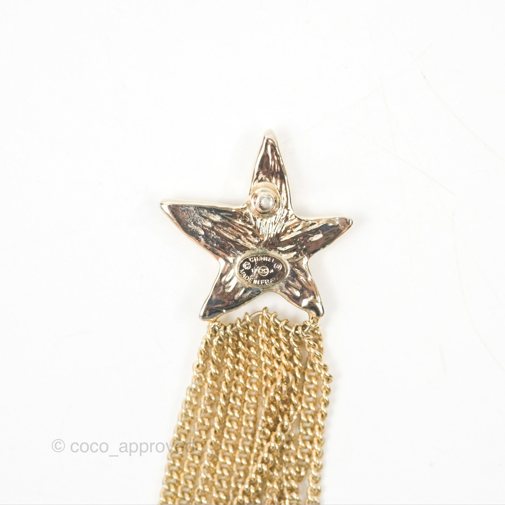 Chanel CC Crystal Star Drop Earrings in Gold Tone - 17A Collection | Elegant Luxury Jewelry for Women, Perfect for Parties, Weddings & Special Occasions