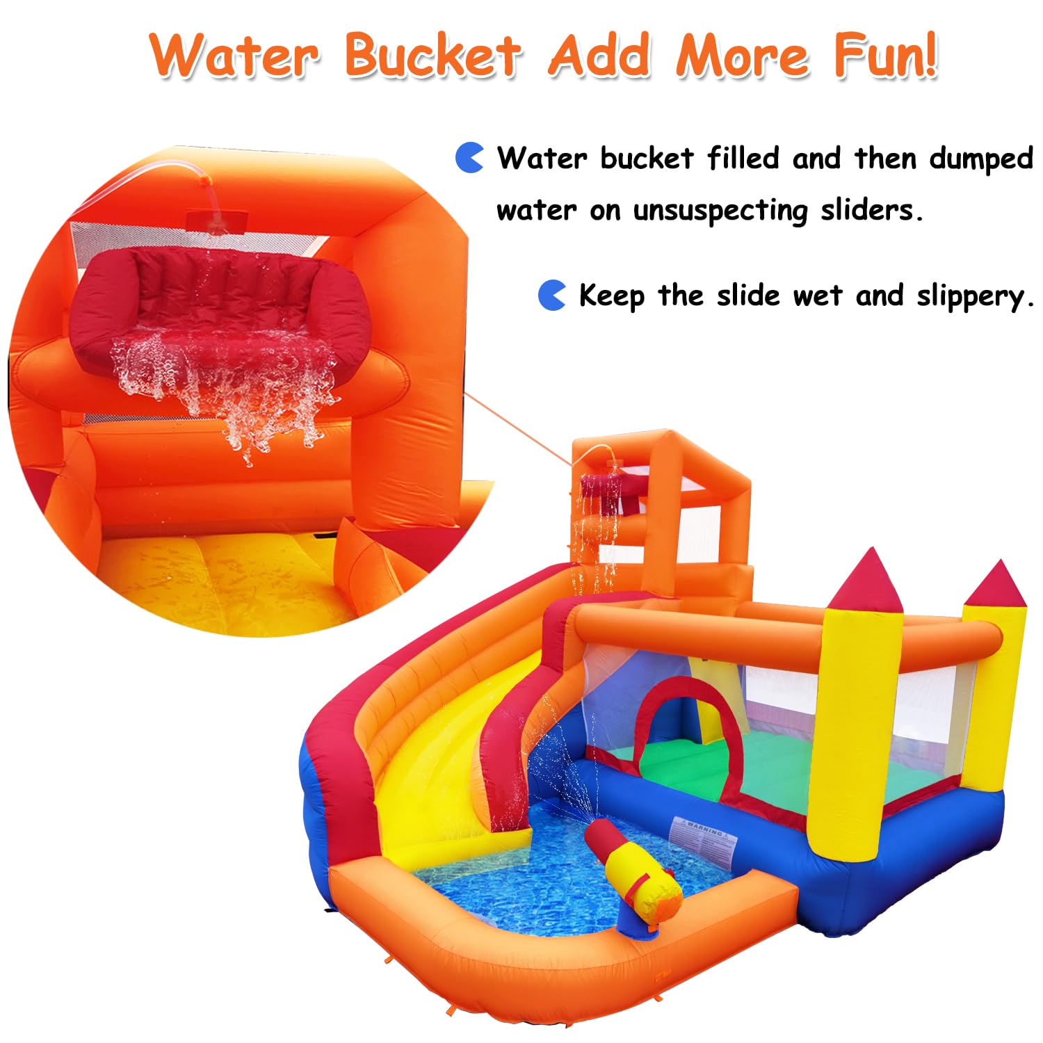 Huakastro Inflatable Bounce House with Water Slide - Kids Outdoor Water Park with Ball Pit & Splash Pool, Summer Backyard Party Toy for Birthday & Family Gatherings (Includes Air Blower) - Perfect for Pool Parties, Backyard Fun & Indoor Play Centers