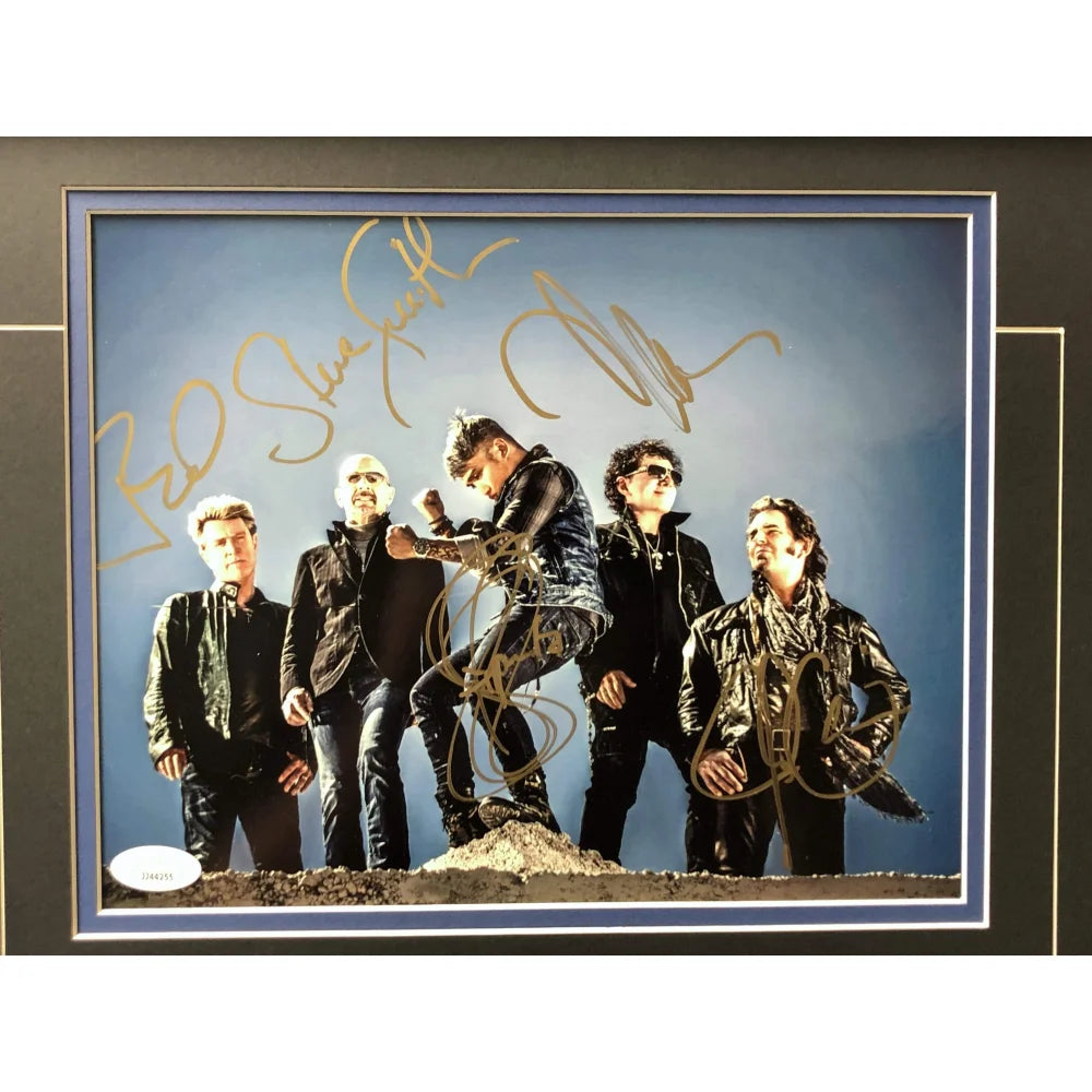 Journey Band Signed 8x10 Photo Framed with JSA COA & Tour Pass - Neal Schon, Ross Valory - Perfect for Music Memorabilia Collectors & Rock Fans Display