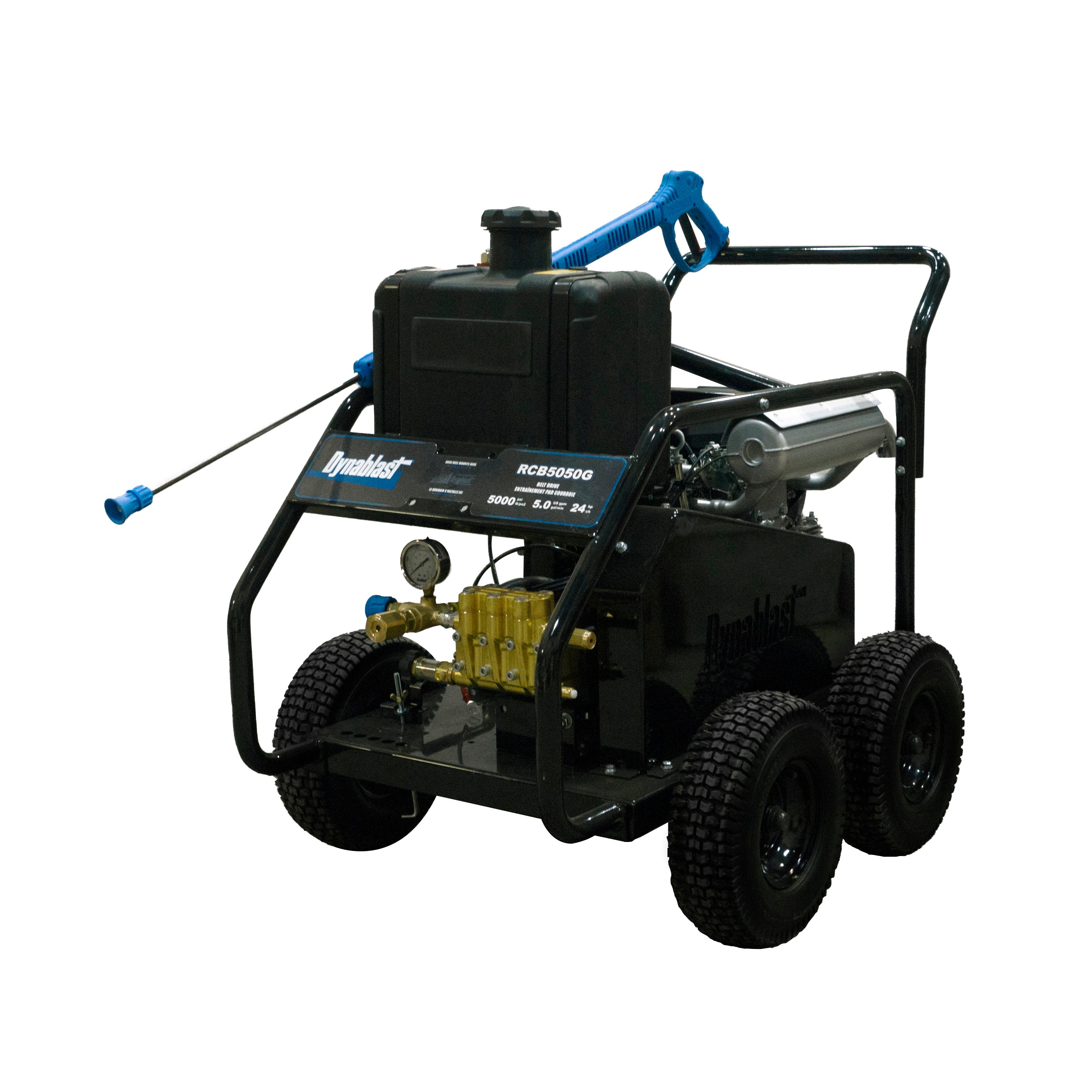 Dynablast 5000 PSI 5.0 GPM Honda Belt Drive Gas Pressure Washer with Portable Roll Cage Frame & Interpump Pump RCB5050G - Perfect for Heavy-Duty Cleaning, Car Washing, Driveway, Deck, and Patio Pressure Washing