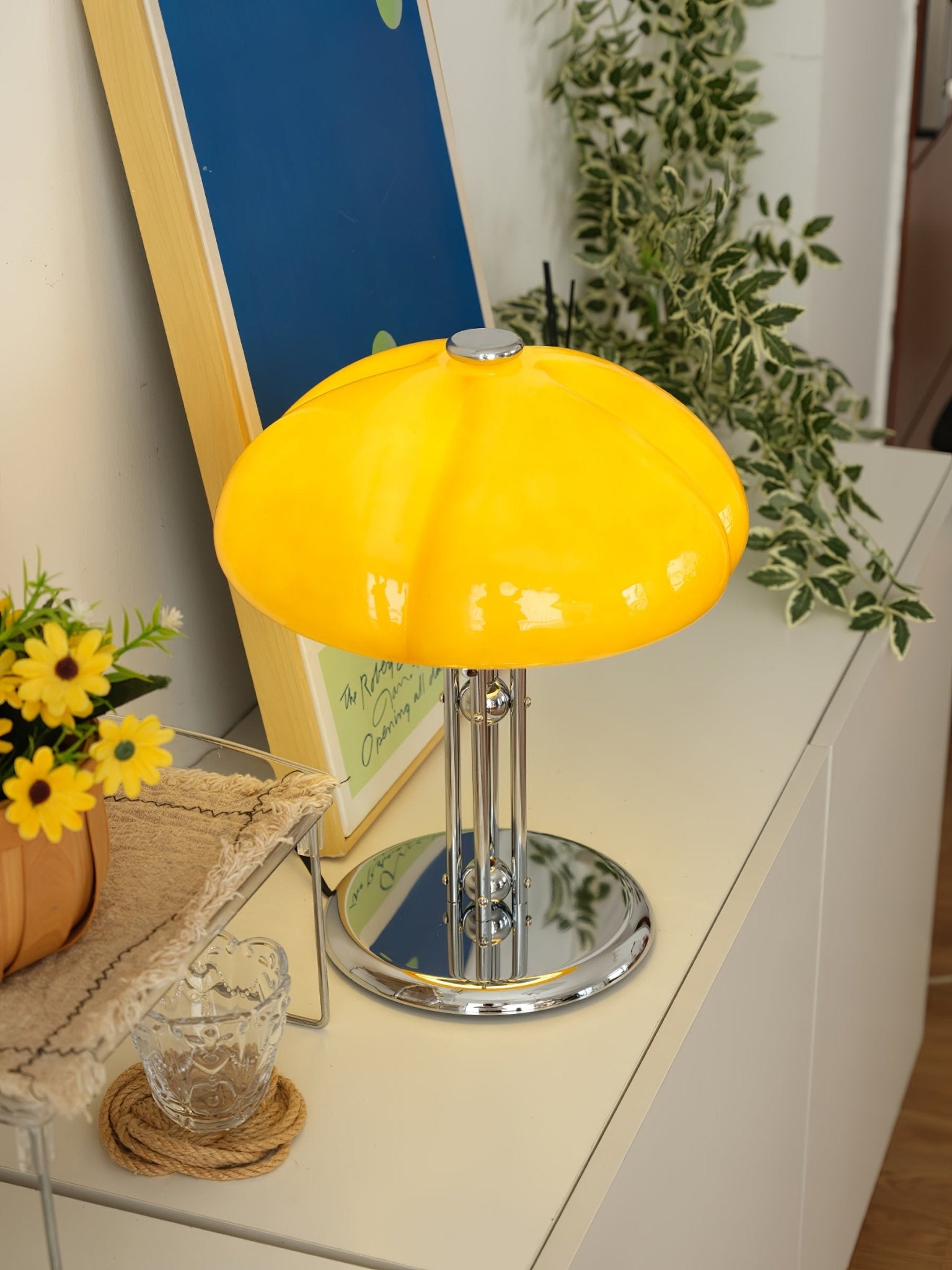 Modern Mushroom Bauhaus Table Lamp - Minimalist Design for Bedroom, Living Room & Office - Warm White LED Light for Cozy Ambience