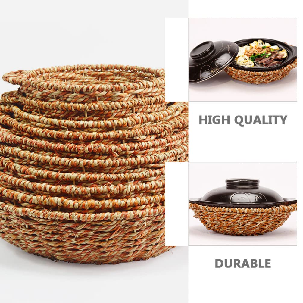 Cabilock 1pc Braided Water Hyacinth Placemat - Non-Slip Rattan Table Mat for Dining Table Decor, Casserole Pot Holder, Home & Kitchen Protection - Perfect for Dinner Parties, Daily Use & Heat-Resistant Serving