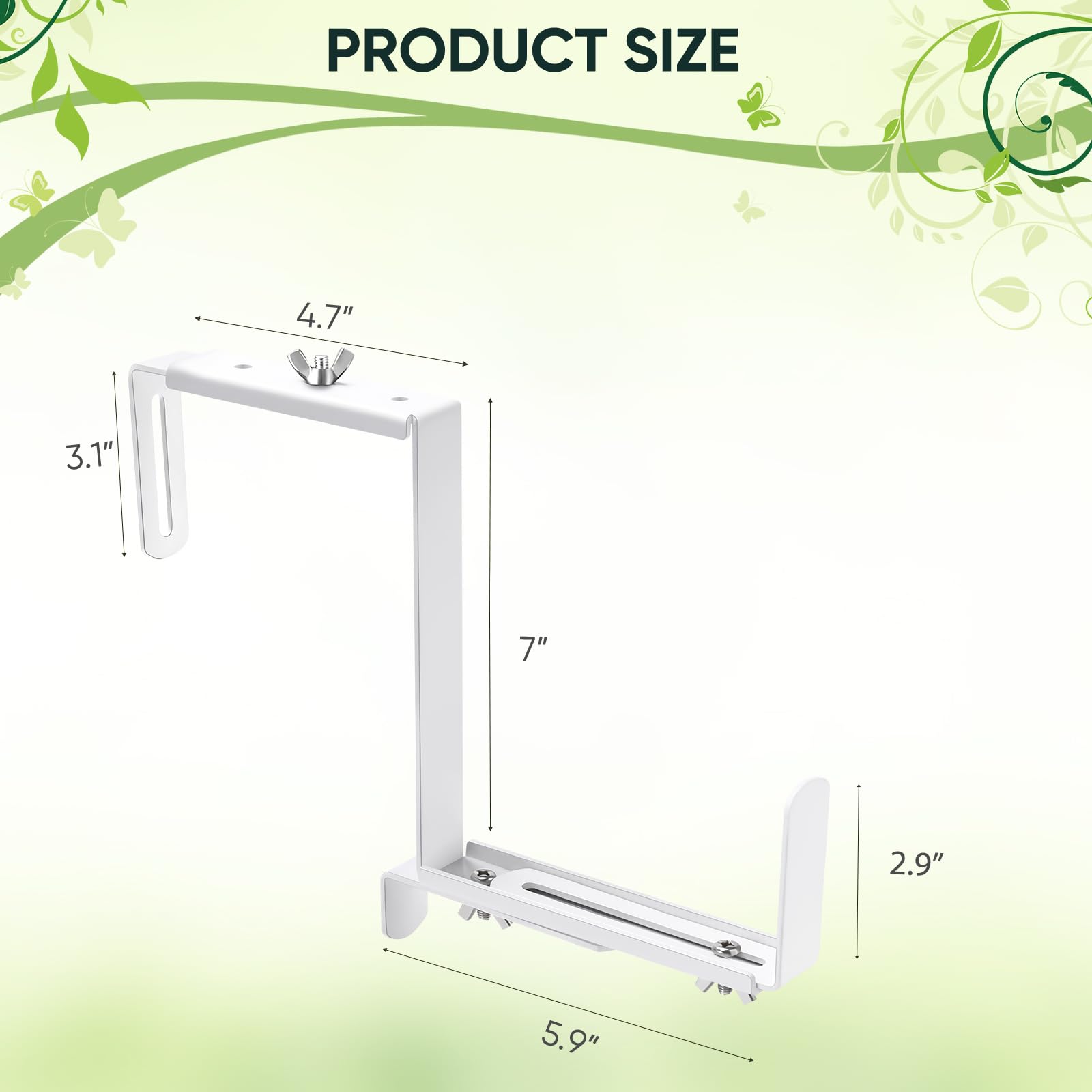 Adjustable Planter Box Bracket - Heavy Duty Flower Box Holder for Deck Railing, Window Box Hanging Bracket for Patio, Garden, Fence, Pergola & Balcony - Supports Large Planters (4 Pack) - Perfect for Outdoor Decor & Small Space Gardening