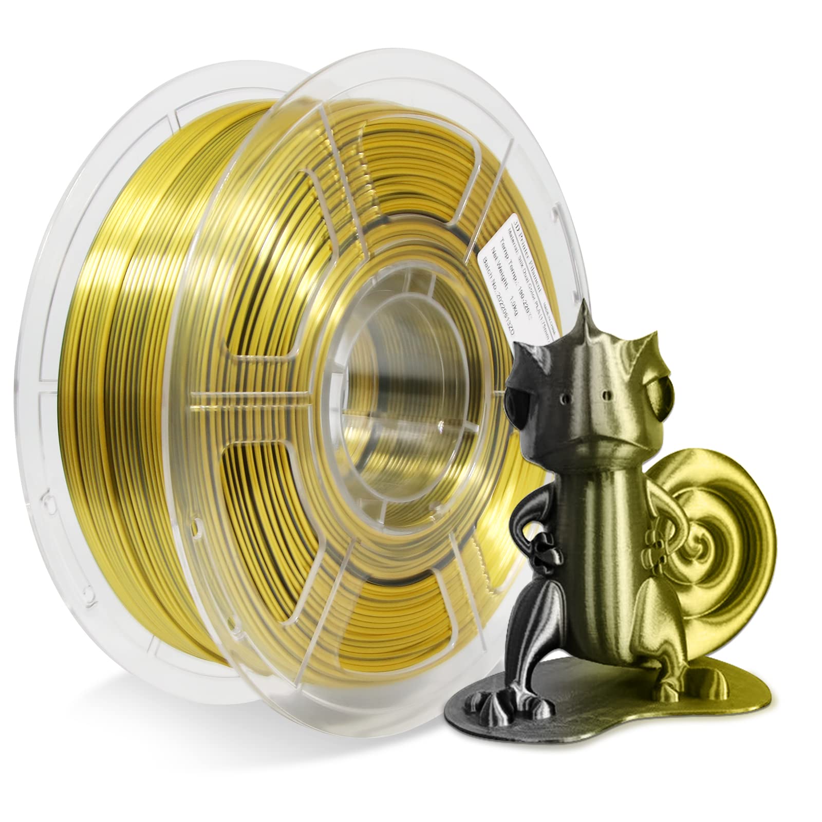IEMAI PLA 3D Printer Filament 1.75mm - Dual Color Silk Filament with Gold to Black Gradient & Bronze Color Change - Perfect for DIY Crafts, Cosplay Props & Home Decor Projects