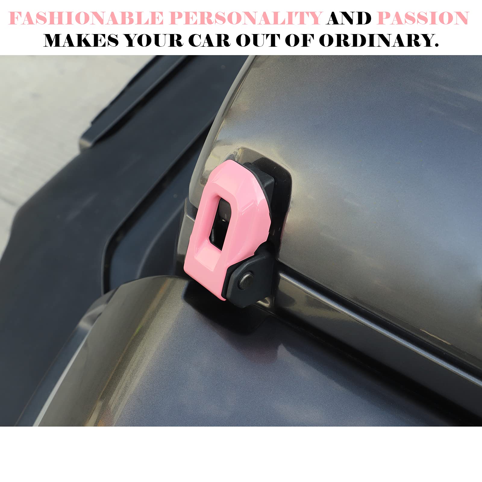 CheroCar Jeep Hood Lock Latches Cover & Catch Brackets - Exterior Accessories & Decoration Stickers Compatible with 2018-2021 Jeep Wrangler JL/JLU & 2020-2021 Gladiator JT (Pink) - Off-Road Protection & Style Upgrade