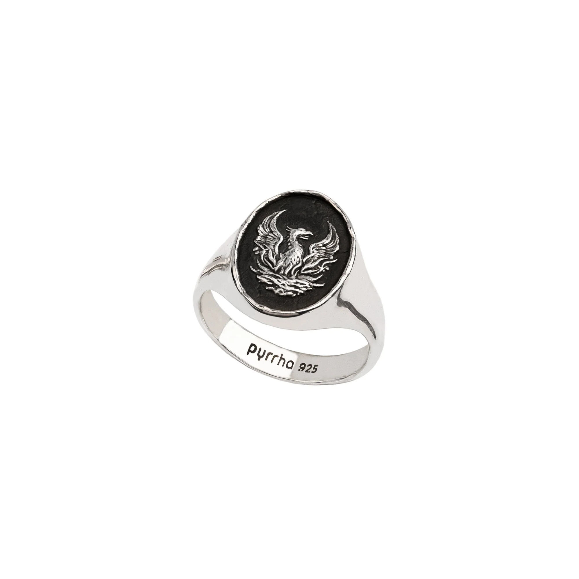 Fire Within Signet Ring for Men - Sterling Silver Personalized Initial Ring - Gothic Style Jewelry Gift for Him - Perfect for Weddings, Engagements & Everyday Wear