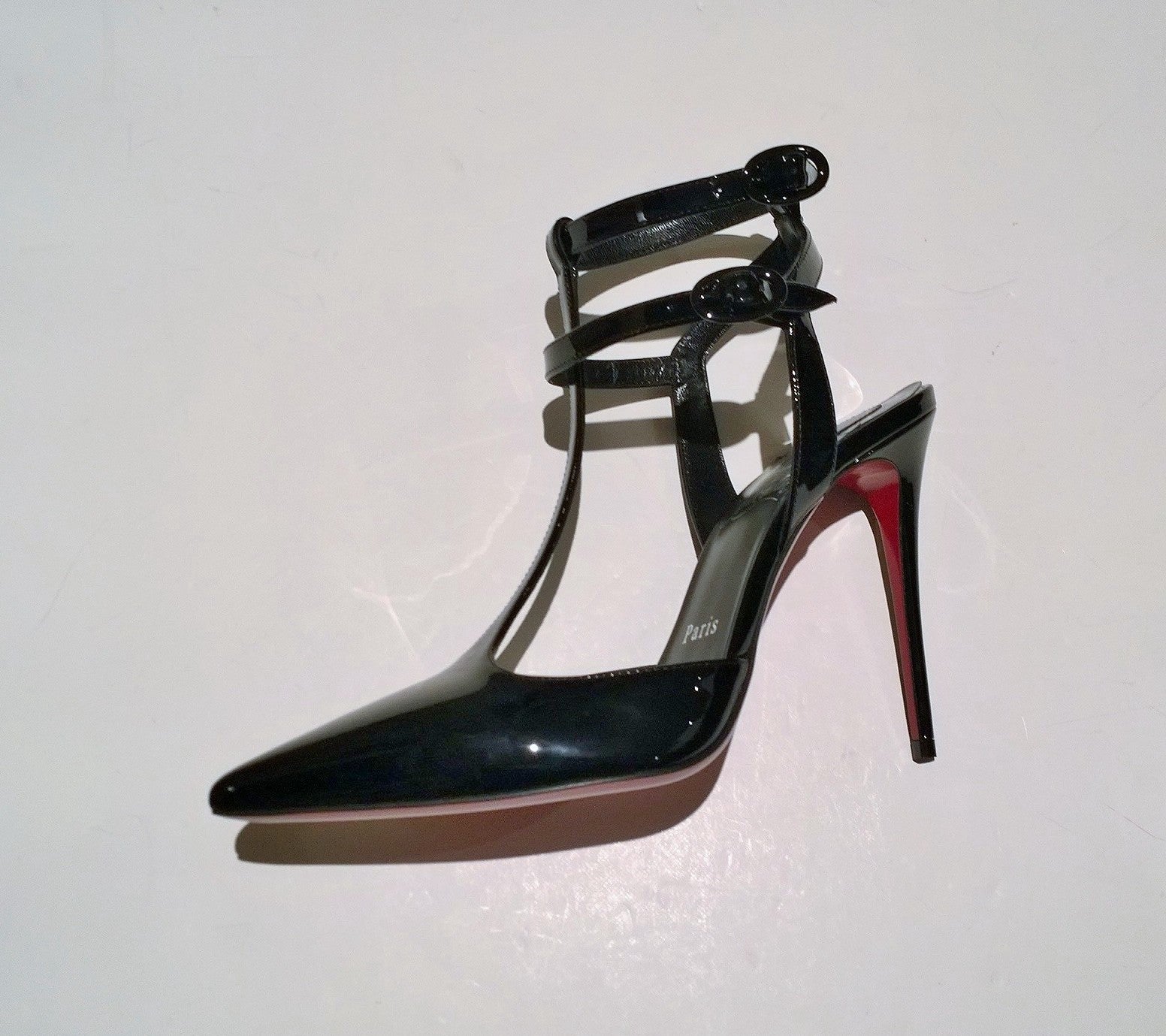 Christian Louboutin Maravilla 100 Black Patent Leather High Heels - Elegant Women's Dress Shoes for Weddings, Parties & Special Occasions