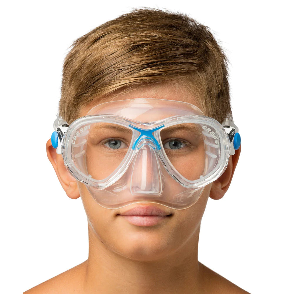 Cressi Marea Junior Clear/Blue Snorkeling Mask - Perfect for Kids & Beginners in Swimming, Snorkeling & Beach Adventures
