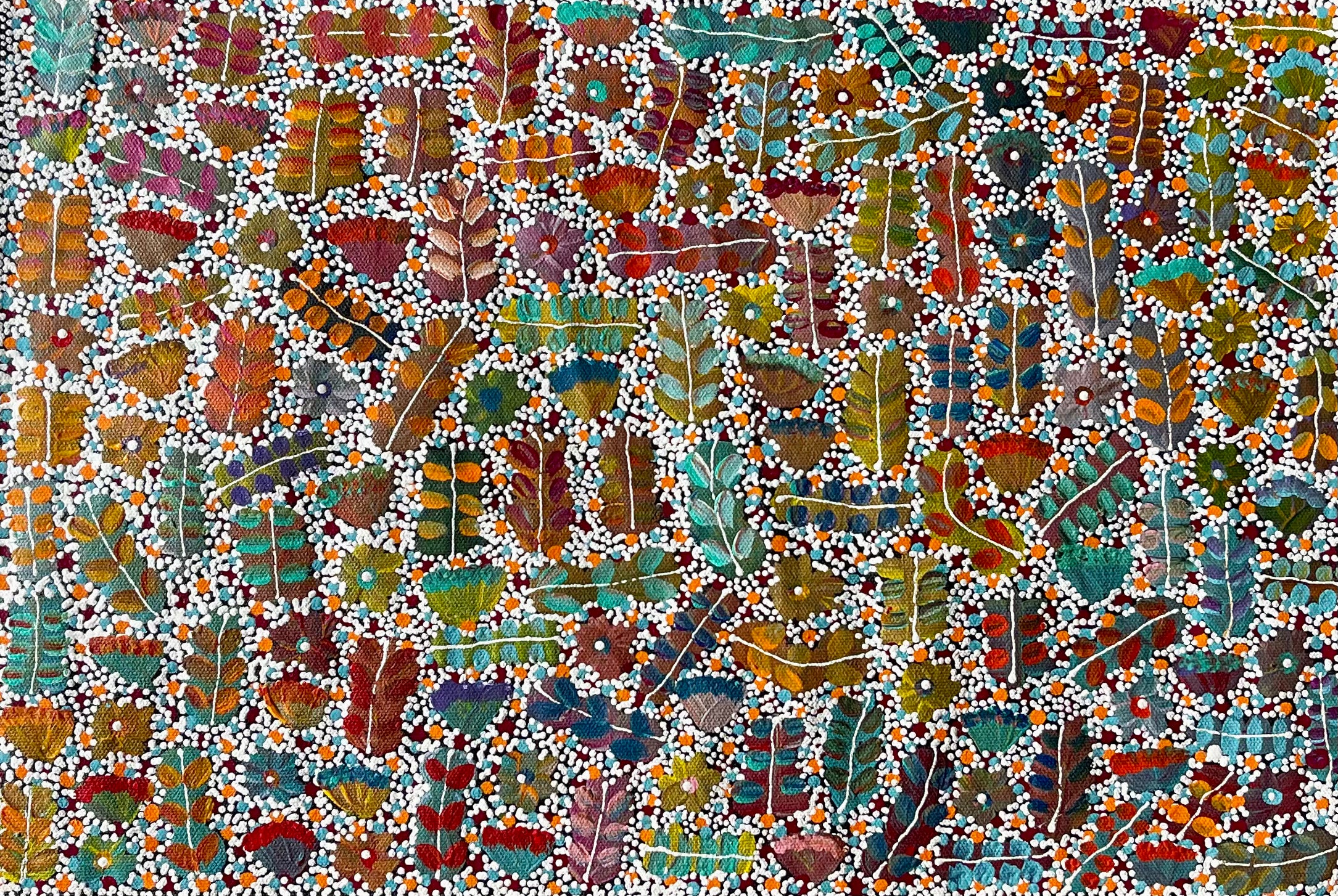 Joycie Morton Petyarre Aboriginal Art - Authentic Australian Dot Painting Canvas Wall Decor for Home & Office | Perfect for Living Room, Bedroom or Gift Giving