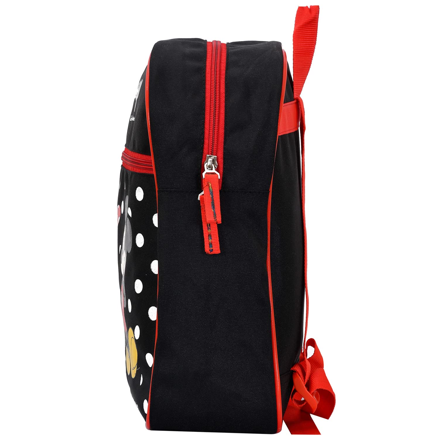 Kuber Industries Waterproof Disney Mickey & Minnie Mouse Dot Print Backpack - 13 Inch Durable School Bag for Kids (Black) | Perfect for School, Travel & Outdoor Adventures