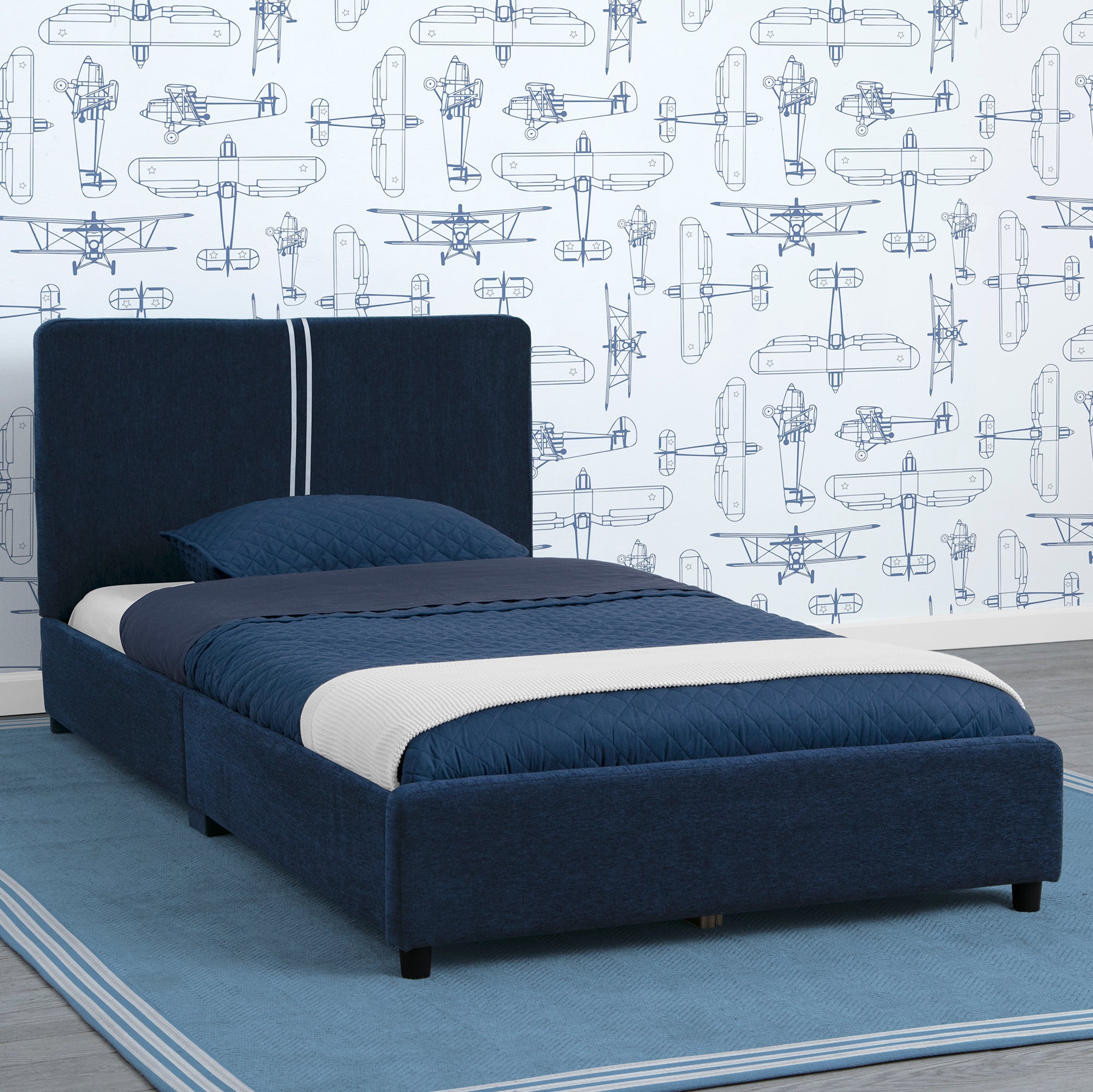 Upholstered Twin Bed with Headboard - Soft Fabric Bed Frame for Kids & Teens - Perfect for Bedrooms, Dorms & Guest Rooms