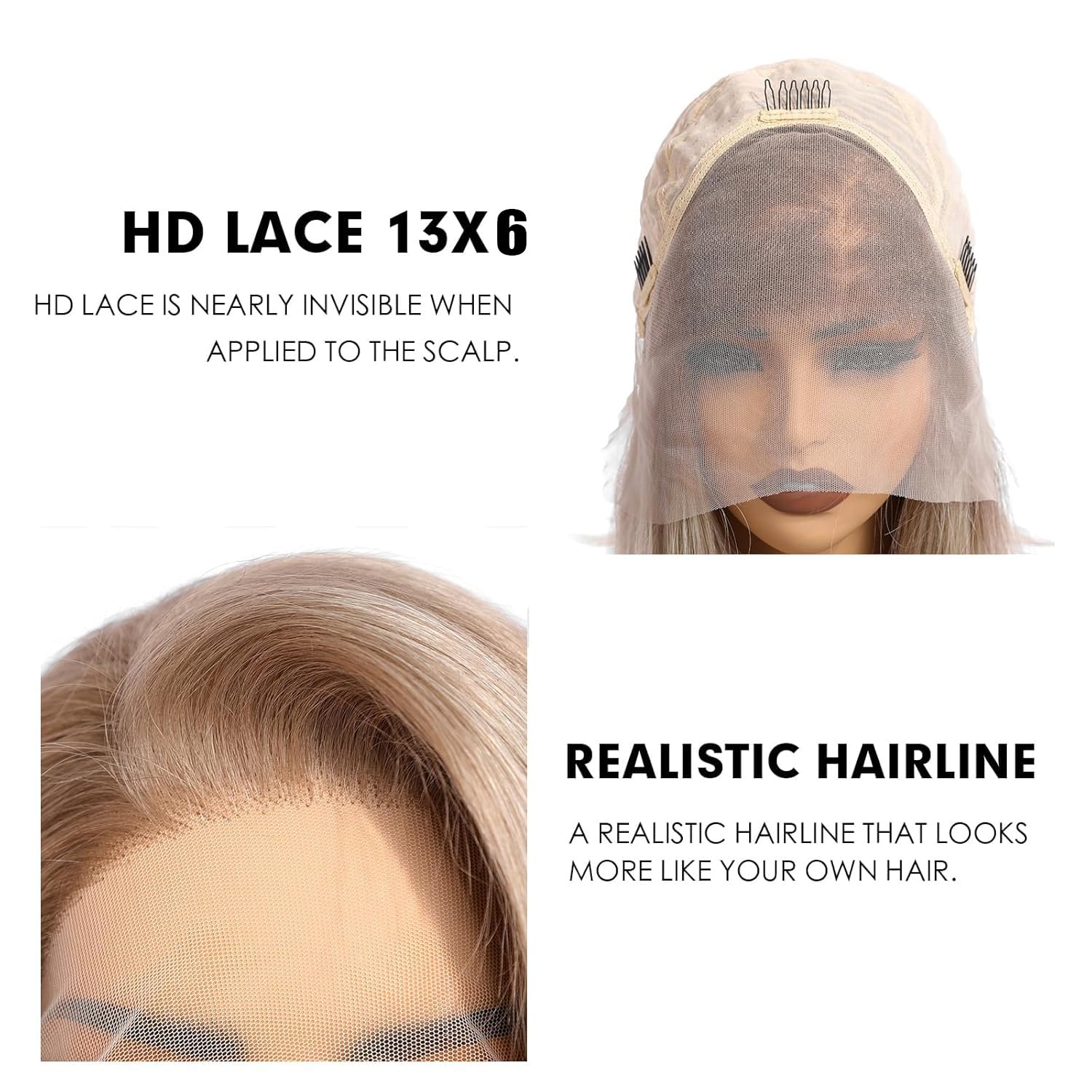 Ash Blonde Bob Wigs Human Hair 180% Density 13x6 HD Lace Frontal Wig for Women - Virgin Hair Silky Straight Glueless Pre-Plucked with Baby Hair - 8 Inch Short Bob Wig Blunt Cut - Perfect for Cosplay, Daily Wear & Special Occasions