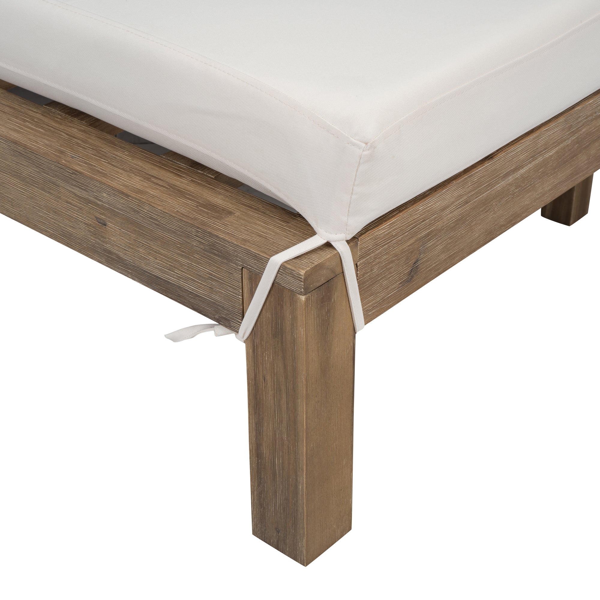Farmhouse Style Wooden Outdoor Sunbed - 2 Person Daybed for Poolside, Garden & Backyard Relaxation | Weather-Resistant Beige Finish | Perfect for Lounging, Sunbathing & Outdoor Entertaining