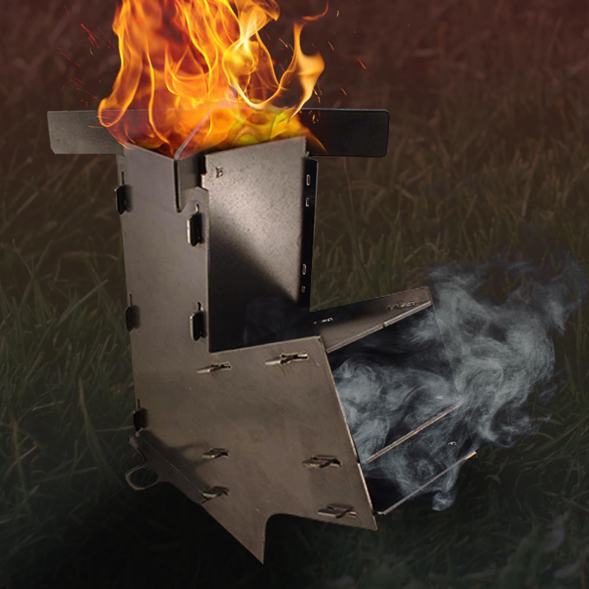 Portable Flat Pack Rocket Stove for Camping, Hiking & Emergency Preparedness - Compact Outdoor Cooking Stove for Survival, Backpacking & Bushcraft Adventures