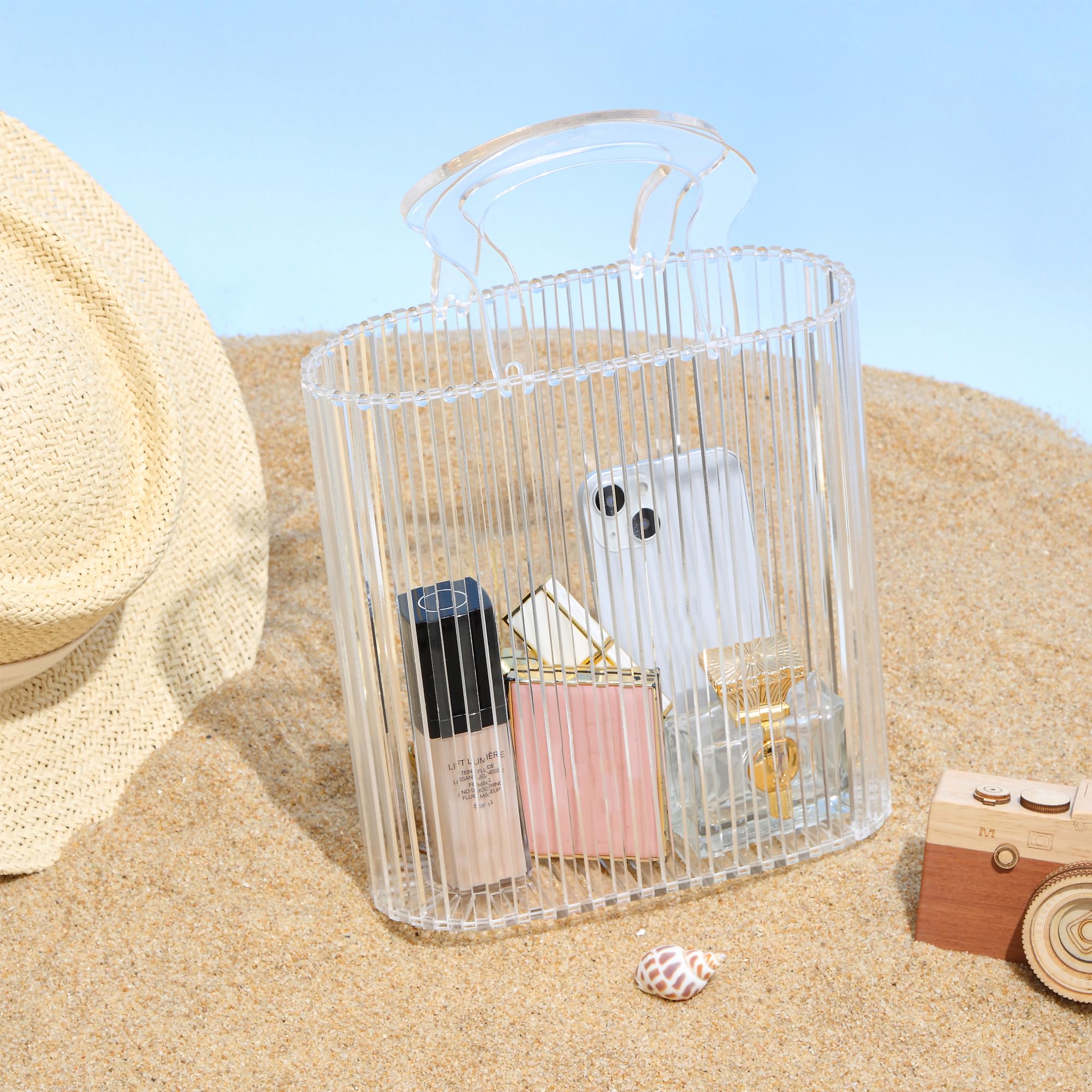 Stylish Acrylic Women's Handbag - Fashionable Clutch Purse for Beach, Party & Evening Events | Handmade Tote with Top Handle | Perfect for Weddings, Vacations & Night Out