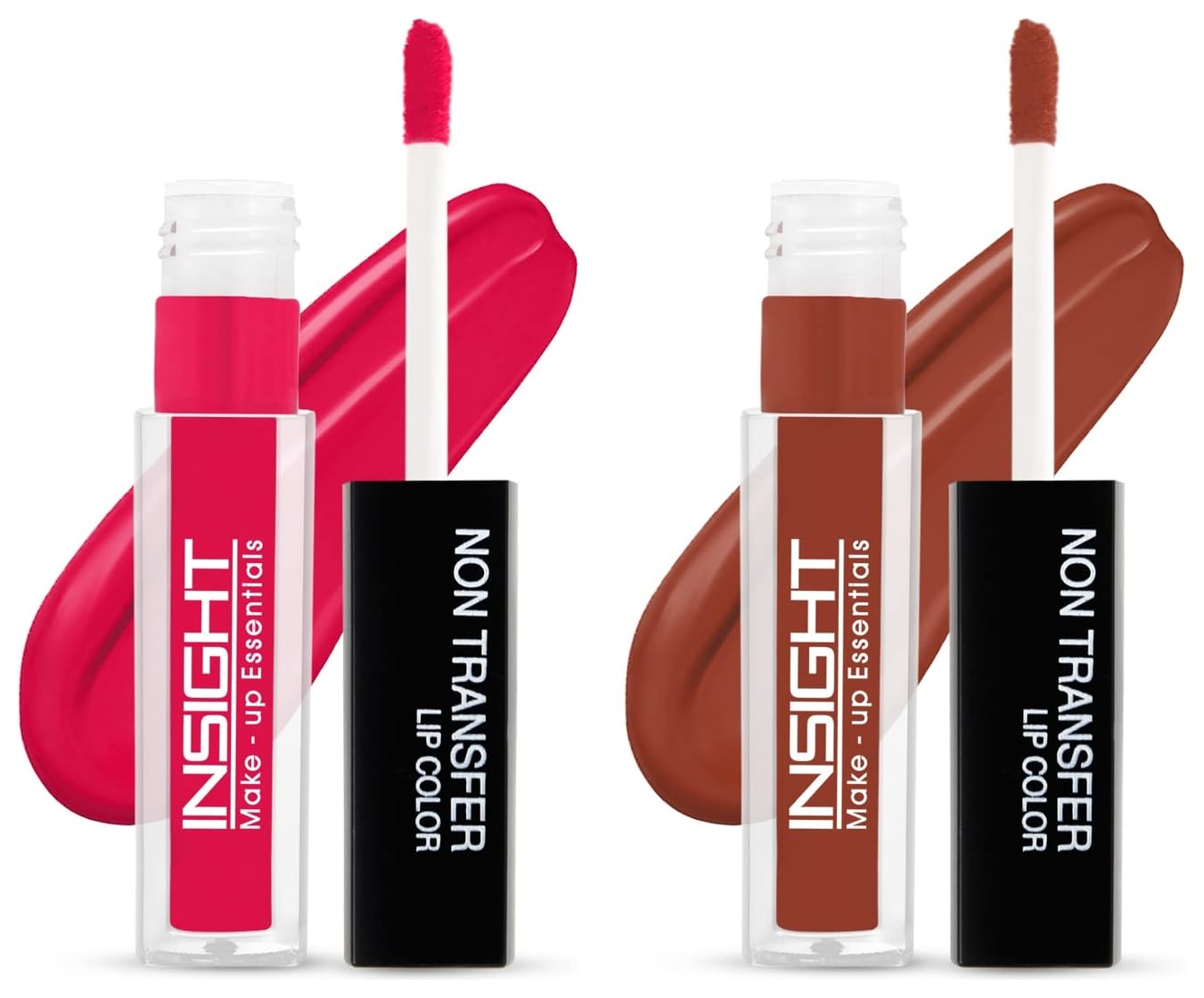 INSIGHT Non-Transfer Matte Lipstick Set - 4ml (10 Soft Rose & 11 Coffee Command) - Long Lasting Waterproof Lip Color for Daily Wear, Office & Date Night