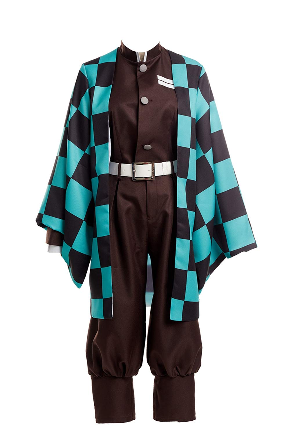 Anime Japanese Girls Kamado Tanjiro Cosplay Costume Set - Demon Slayer Kimetsu no Yaiba Outfit for Halloween, Cosplay Events & Anime Conventions