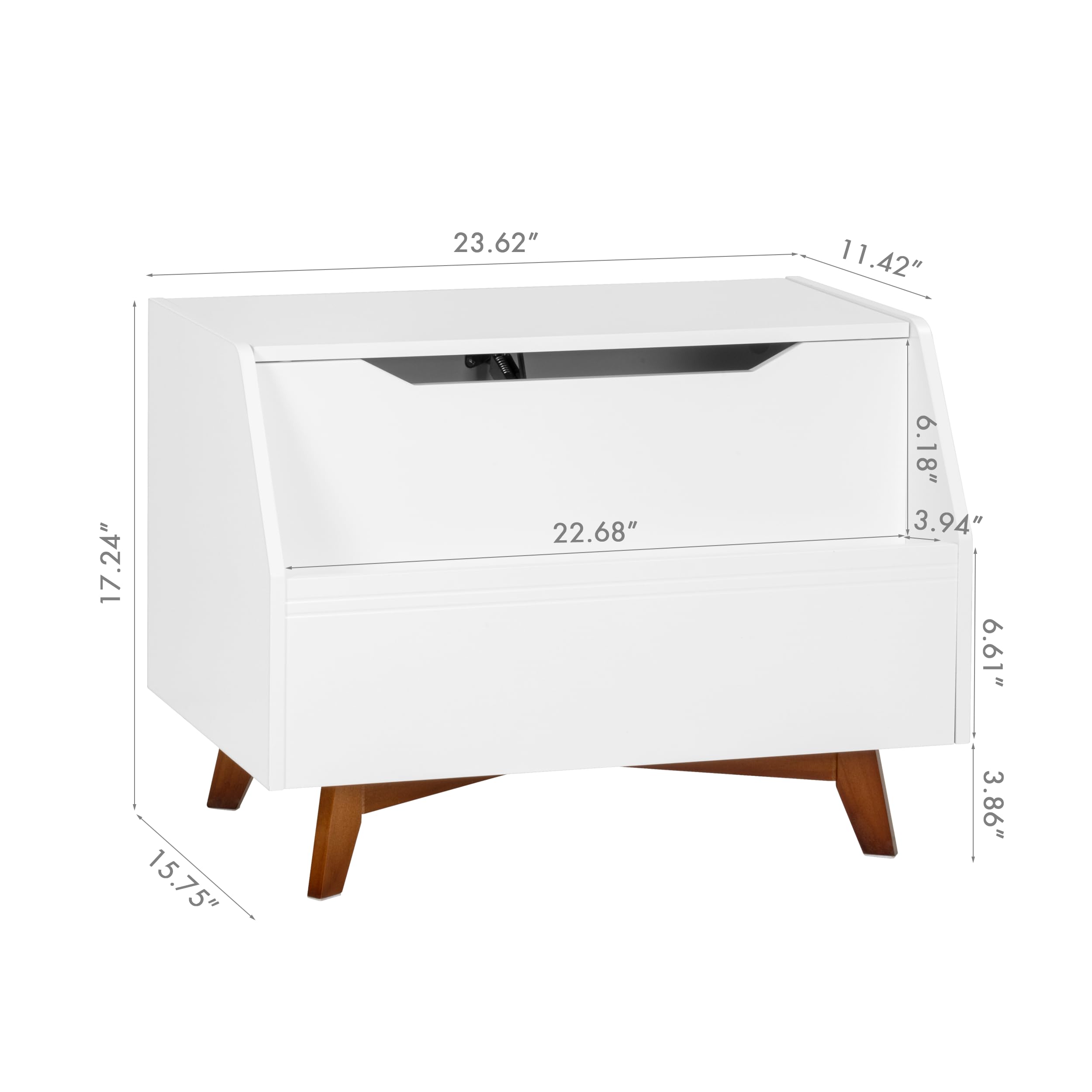 UTEX Wooden Toy Chest for Kids - Storage Organizer Bench with Book Storage Area, White Children's Furniture for Bedroom & Playroom - Perfect for Boys and Girls Toys & Books Organization