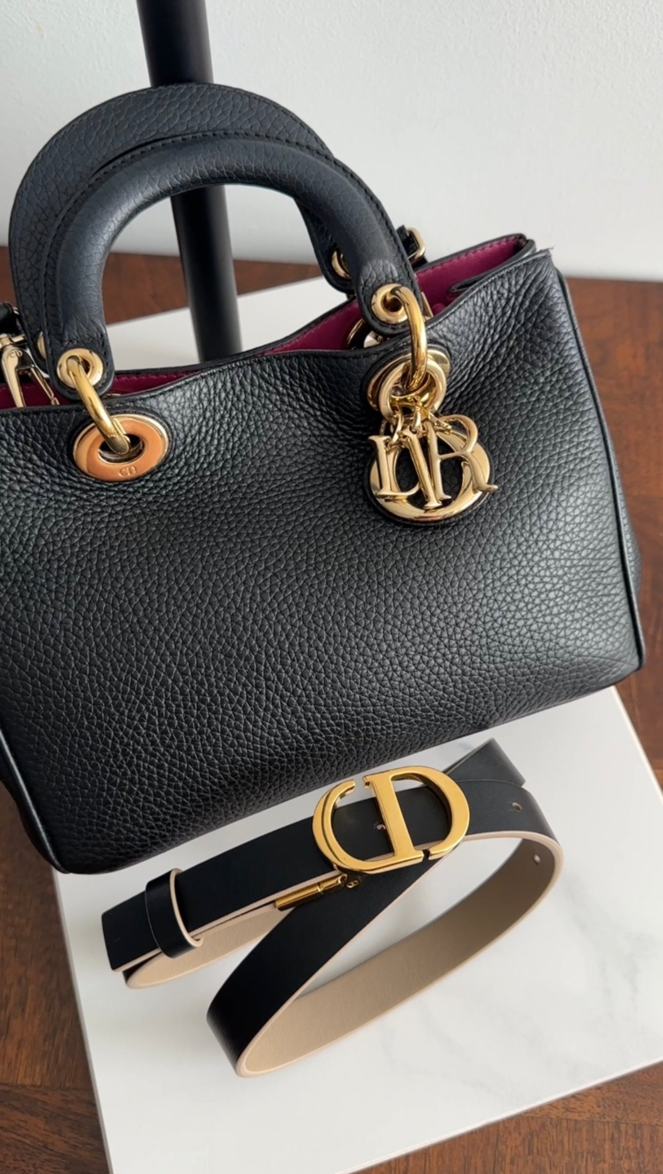 Christian Dior Black Mini Diorissimo Leather Two-Way Shoulder Bag Crossbody Purse for Women | Luxury Designer Handbag for Date Night, Office & Travel