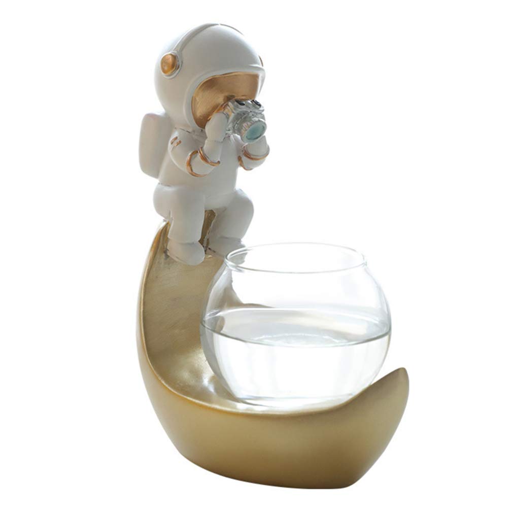 Astronaut Hydroponic Plant Pot - Glass Desk Decor for Home & Office