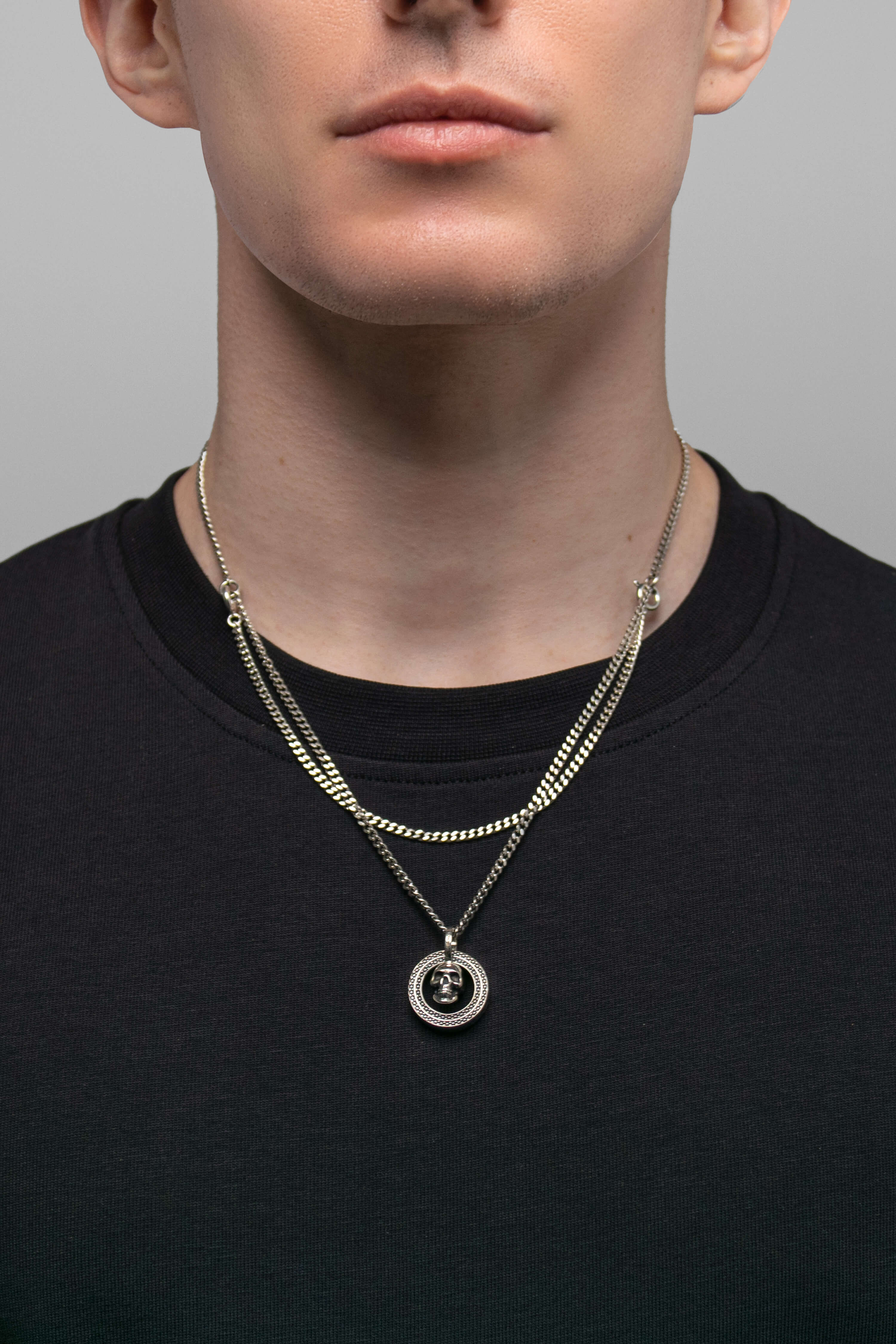Stylish Modular Skull Pendant Necklace with Adjustable Chain - Gothic Jewelry for Men & Women, Perfect for Halloween, Cosplay and Alternative Fashion