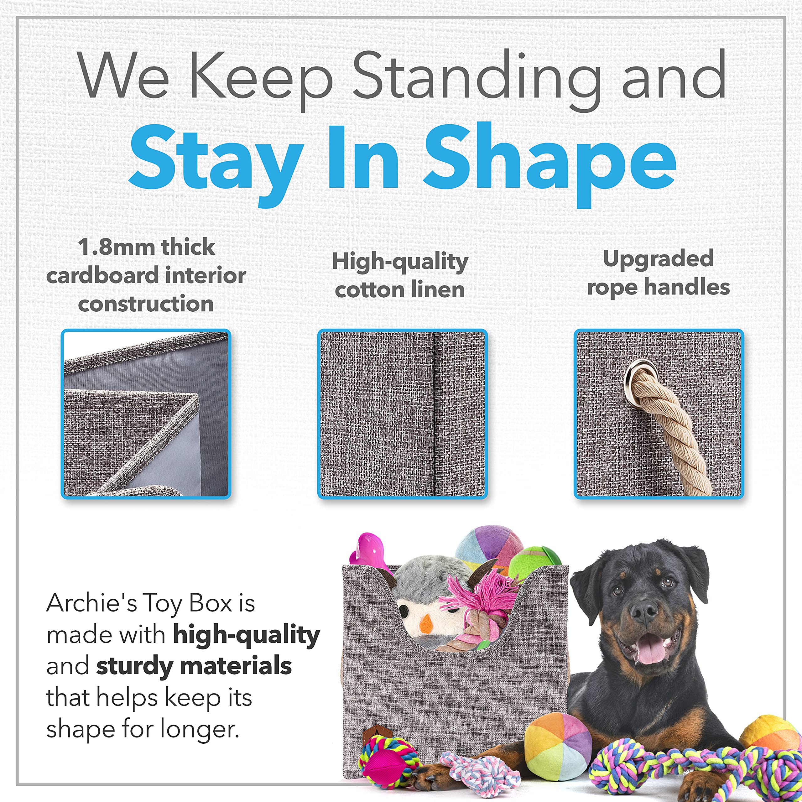 Durable Foldable Dog Toy Storage Box with Cutout Window & Cardboard Base - Puppy Toy Organizer Basket in Stylish Earth Tone (12x12x11.25 Inch) | Perfect for Living Room, Bedroom or Pet Play Area Organization