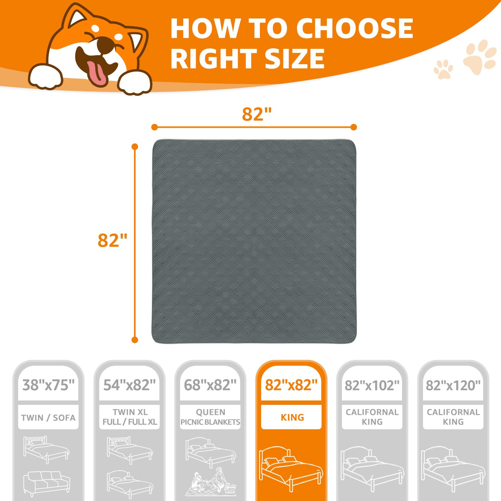 Waterproof Dog Blanket 2-Pack - Anti-Slip Pet Sofa Cover for Dogs & Cats - 82x82in Dark Gray - Perfect for Home & Car Use