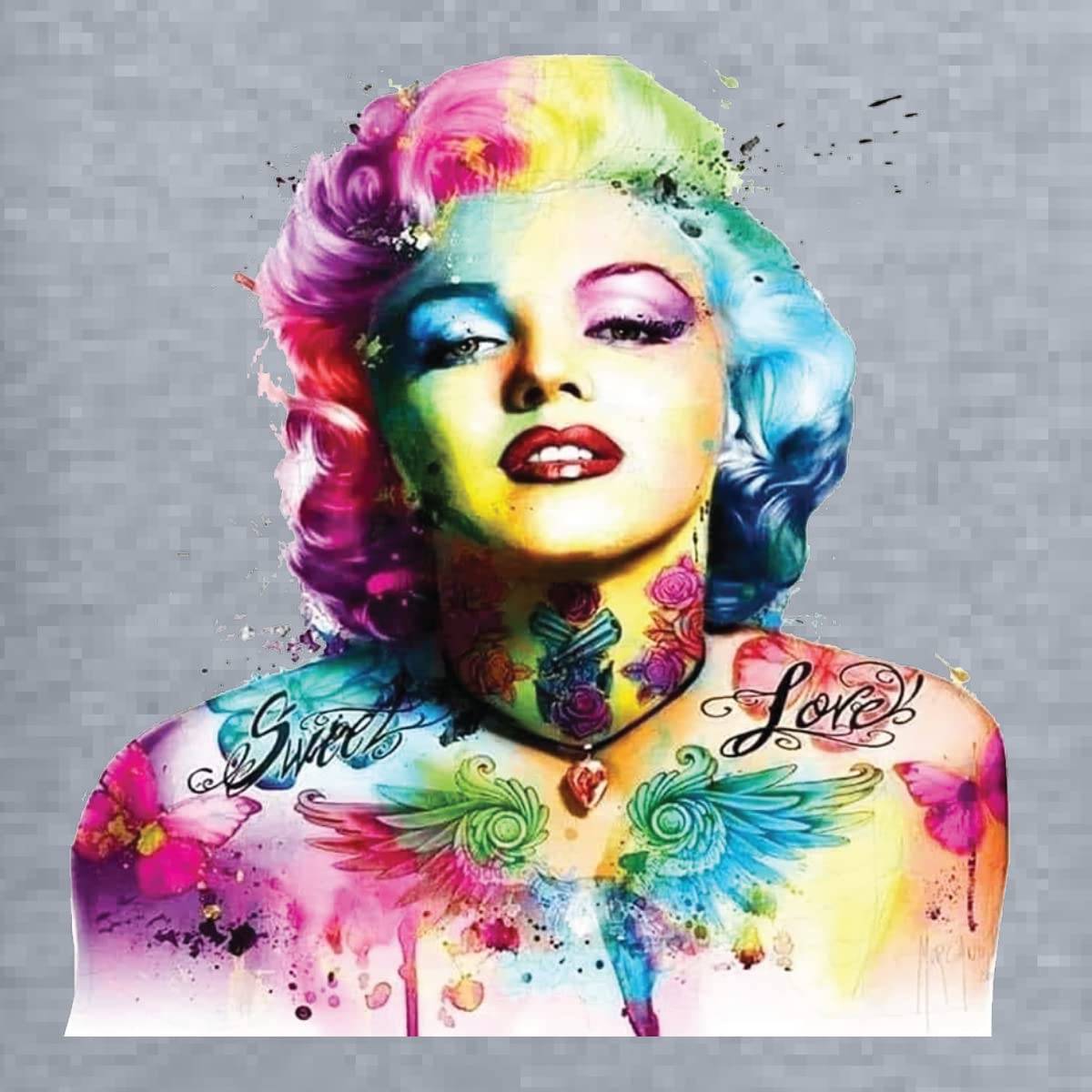 Vibrant Marilyn Multicolor Pop Art T-Shirt for Women - Junior Fit V-Neck Tee - Perfect for Casual Wear, Pop Culture Events & Retro Fashion