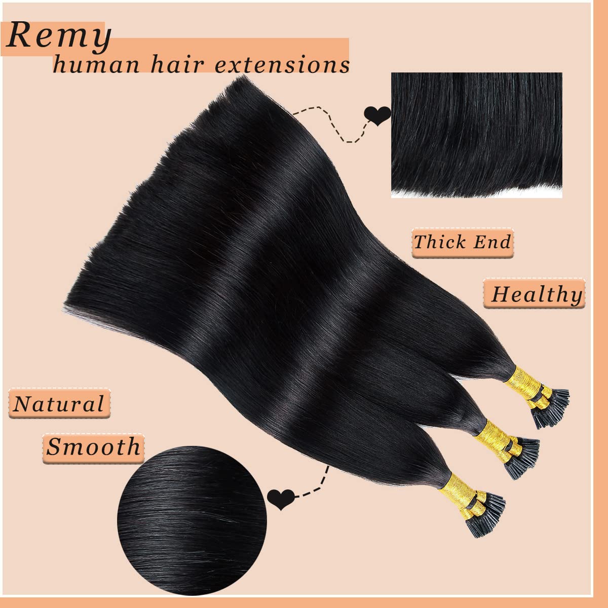Premium I-Tip Human Hair Extensions 22