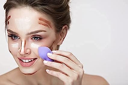 Hebezon Makeup Sponge for Powder & Foundation | Small Triangle Puff for Wet & Dry Application | Blending Sponge for Face Makeup (Pack of 2) | Perfect for Nail Art, Manicure Sealing & Professional Makeup Application