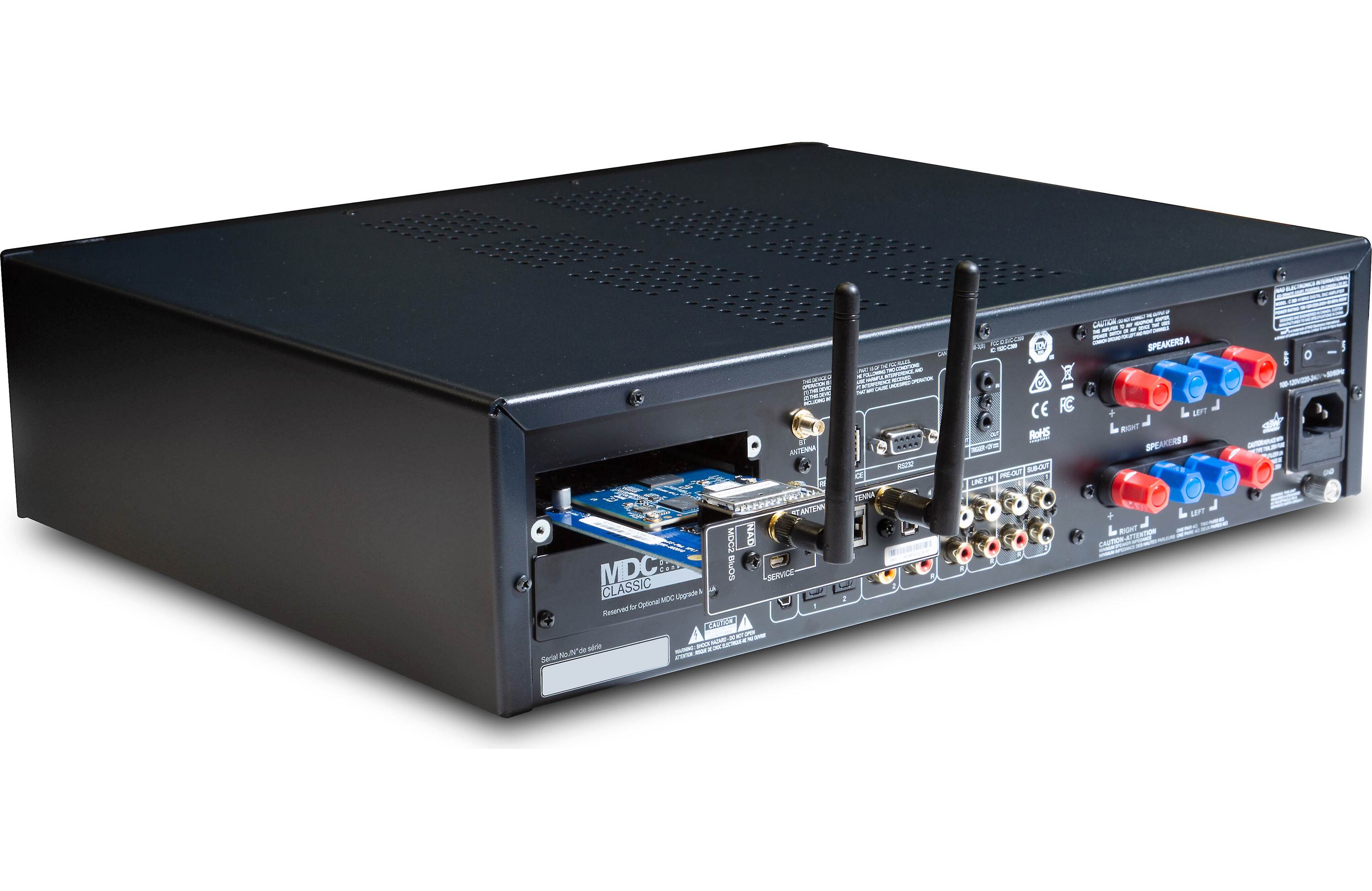 NAD Electronics C399 Hybrid Digital DAC Integrated Amplifier with MDC BluOS D Module - High-Fidelity Audio for Home Theater & Music Streaming