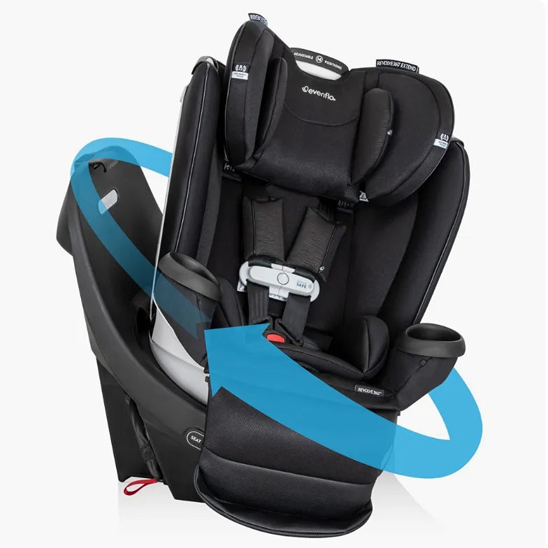 Revolve360 Extend Rotational All-in-One Convertible Car Seat - Onyx Black | 360° Swivel for Easy Entry & Exit | Rear-Facing, Forward-Facing & Booster Mode | Safe & Comfortable for Infants to Big Kids | Perfect for SUVs, Minivans & Family Travel
