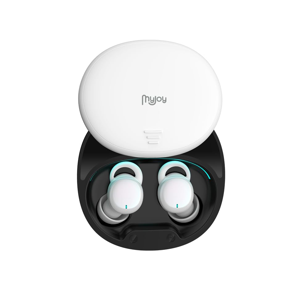 MyJoy Invisible Wireless Bluetooth Headphones for Sleeping, Meditation & Travel - Comfortable Noise Cancelling Sleep Earbuds, White | Perfect for Night Use, Airplane Flights & Relaxation