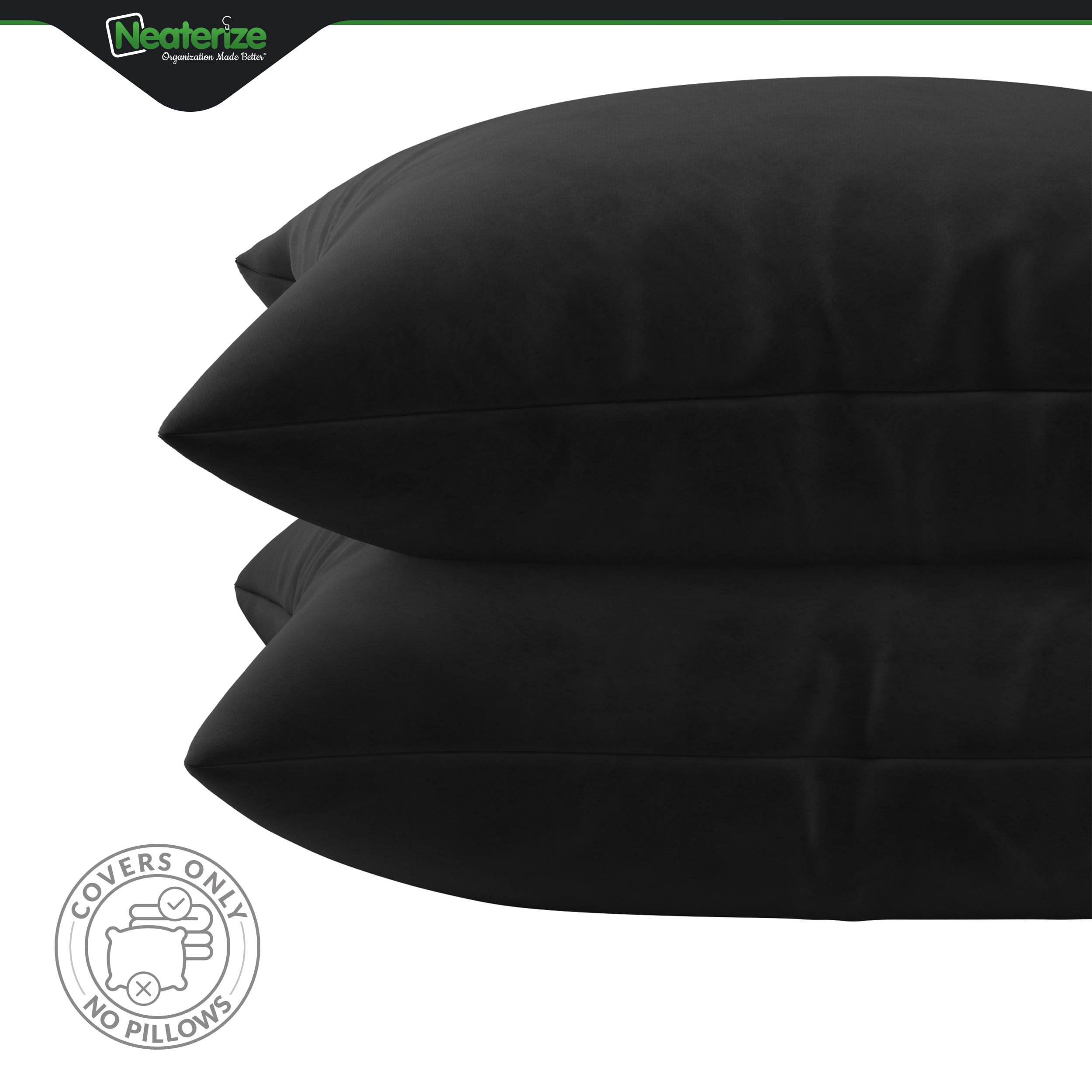 Premium Velvet Pillow Covers 18x18 Black - Soft Washable Decorative Throw Pillow Cases for Sofa, Couch, Bed & Home Decor - Set of 2 - Perfect for Living Room, Bedroom & Cozy Spaces