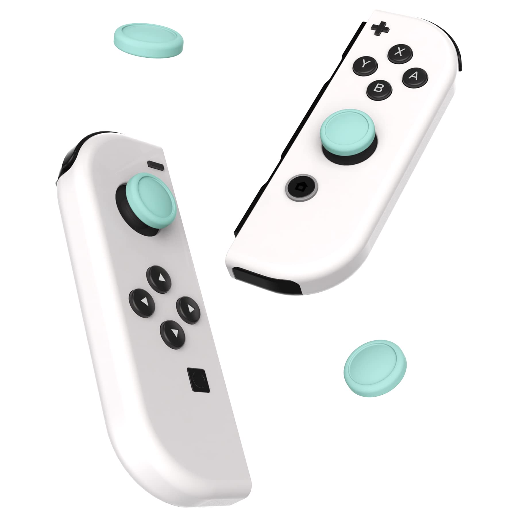 eXtremeRate PlayVital Silicone Joystick Caps for Nintendo Switch, Switch Lite & Switch OLED - Anti-Slip Thumb Grip Covers (Misty Green) - Perfect for Gaming, Travel & Long Play Sessions