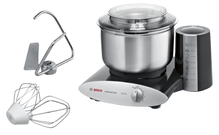 Bosch MUM6N20A1 1000W Stand Mixer - Powerful Kitchen Machine in Black & Silver | Perfect for Baking, Mixing Dough & Whipping Cream