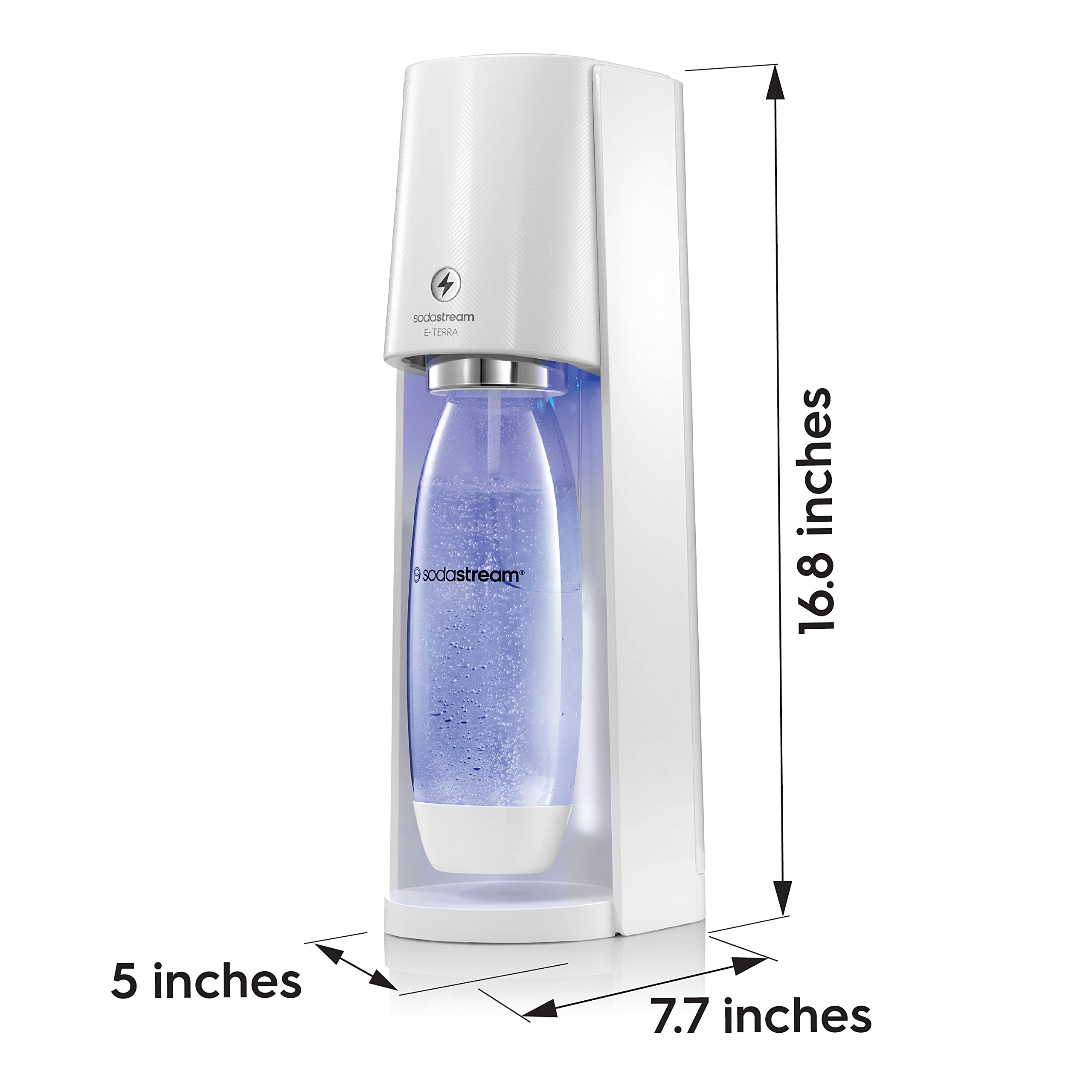 SodaStream E-TERRA Sparkling Water Maker Kit - White Home Soda Machine with CO2 Cylinder & Carbonating Bottle - Perfect for Healthy Homemade Sparkling Water, Cocktails & Party Drinks