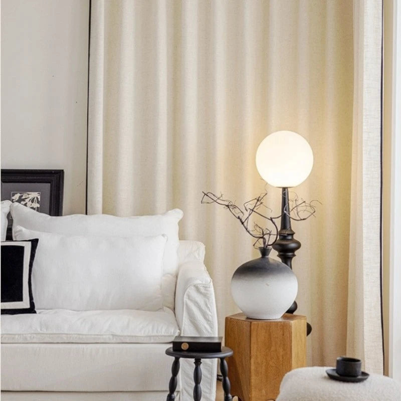 Kalani Linen Semi-Sheer Custom Curtains with Black Trim - Elegant Window Treatments for Living Room, Bedroom & Dining Room